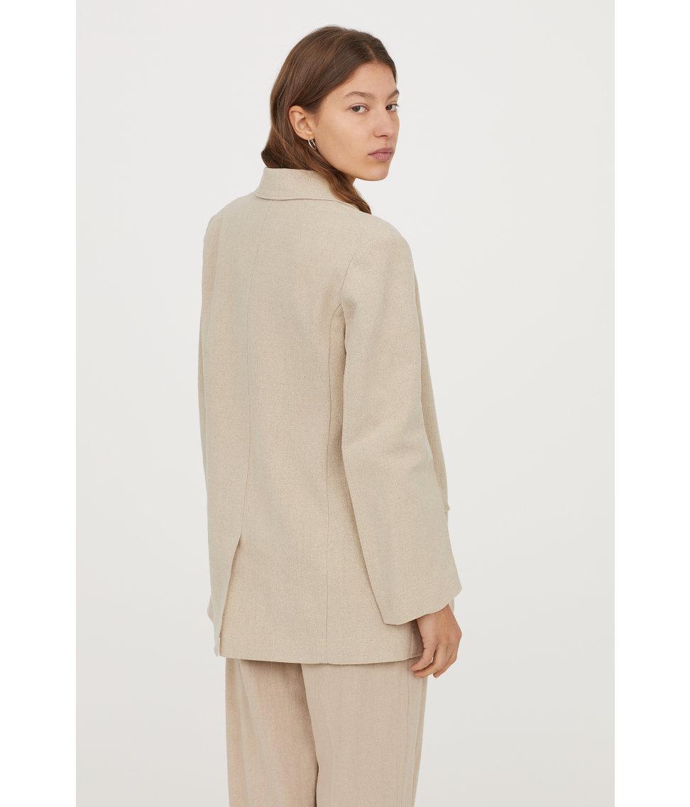 tan linen jacket womens