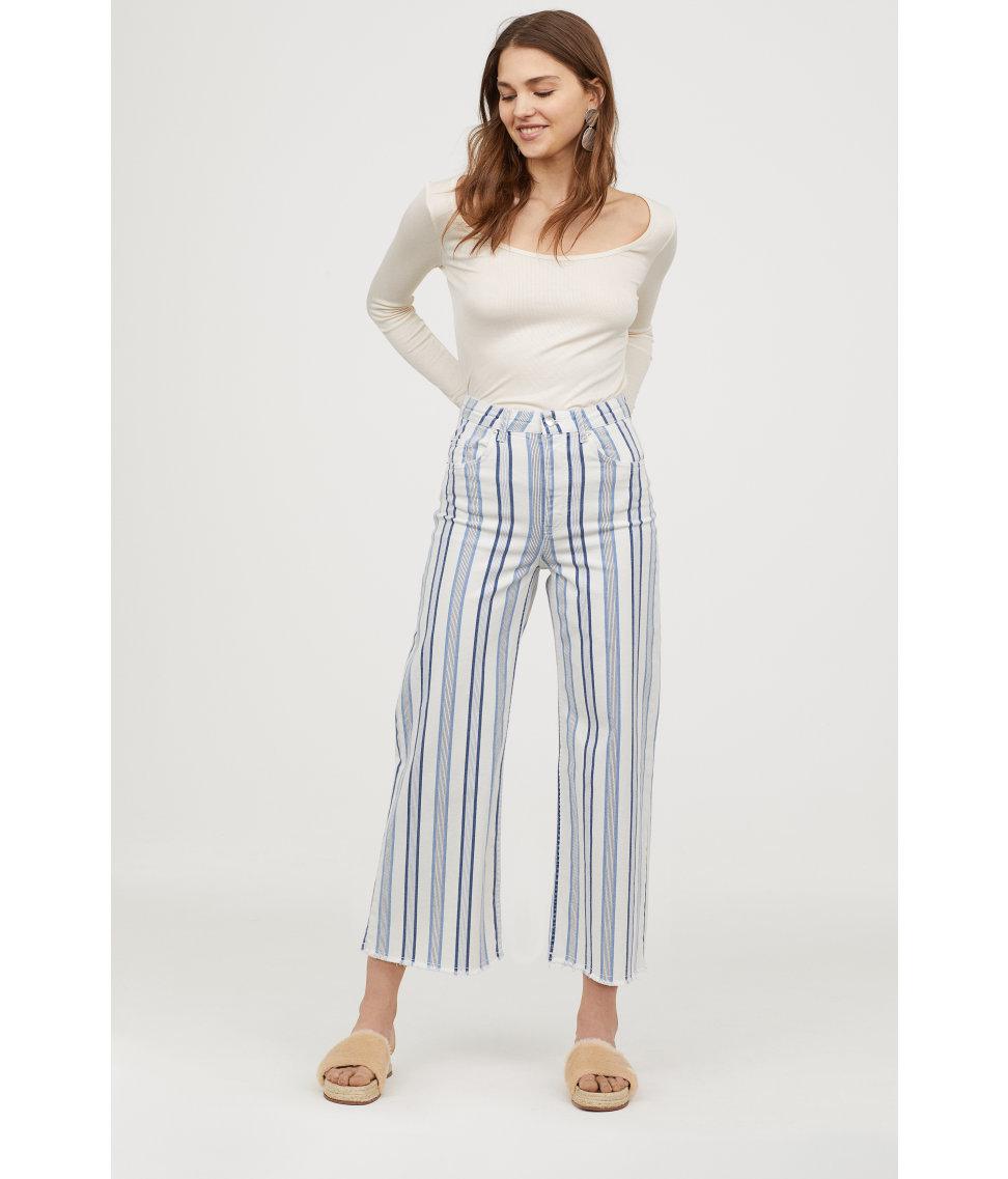 h&m blue and white striped pants