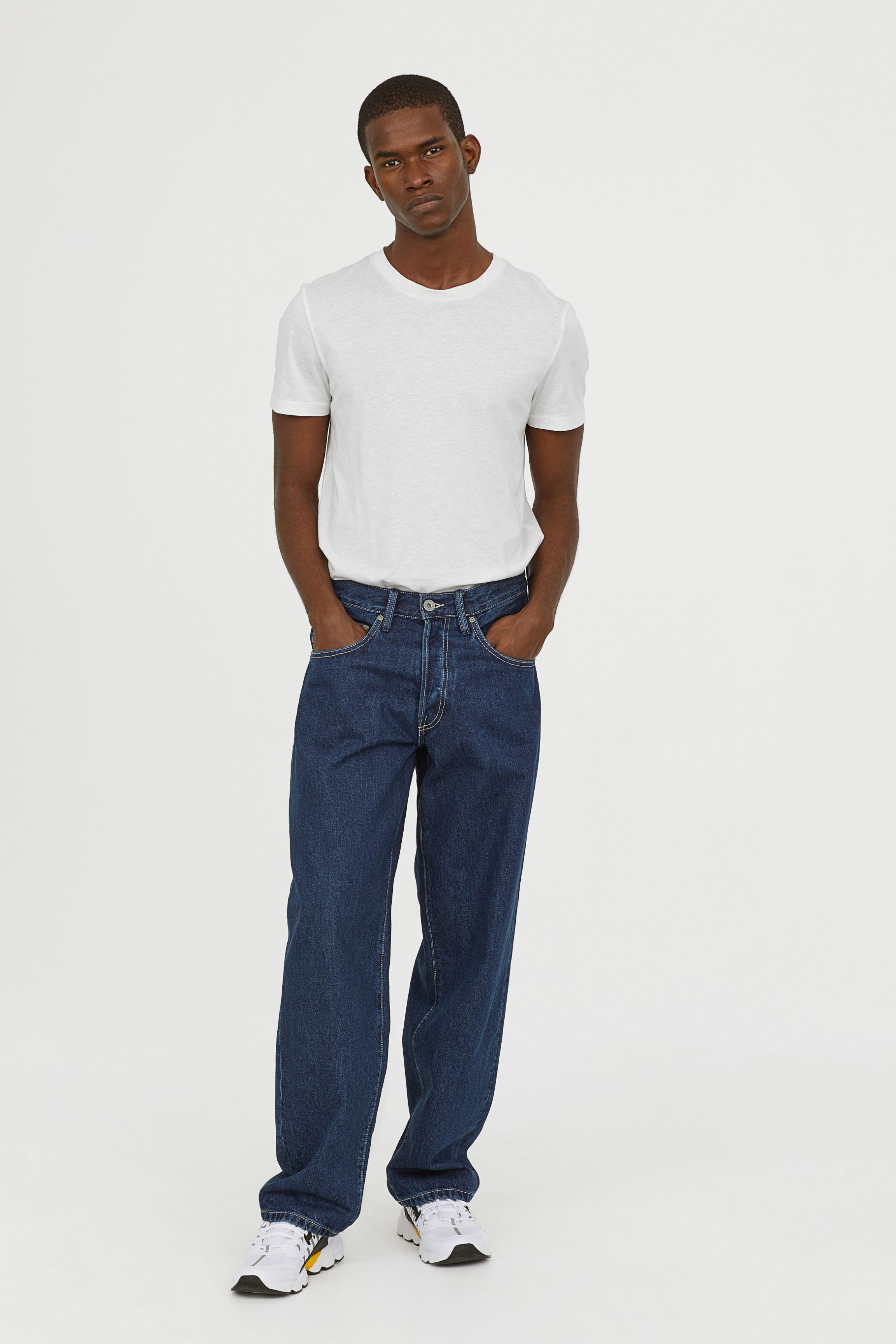 H&M Denim Baggy Jeans in Dark Denim Blue (Blue) for Men - Lyst
