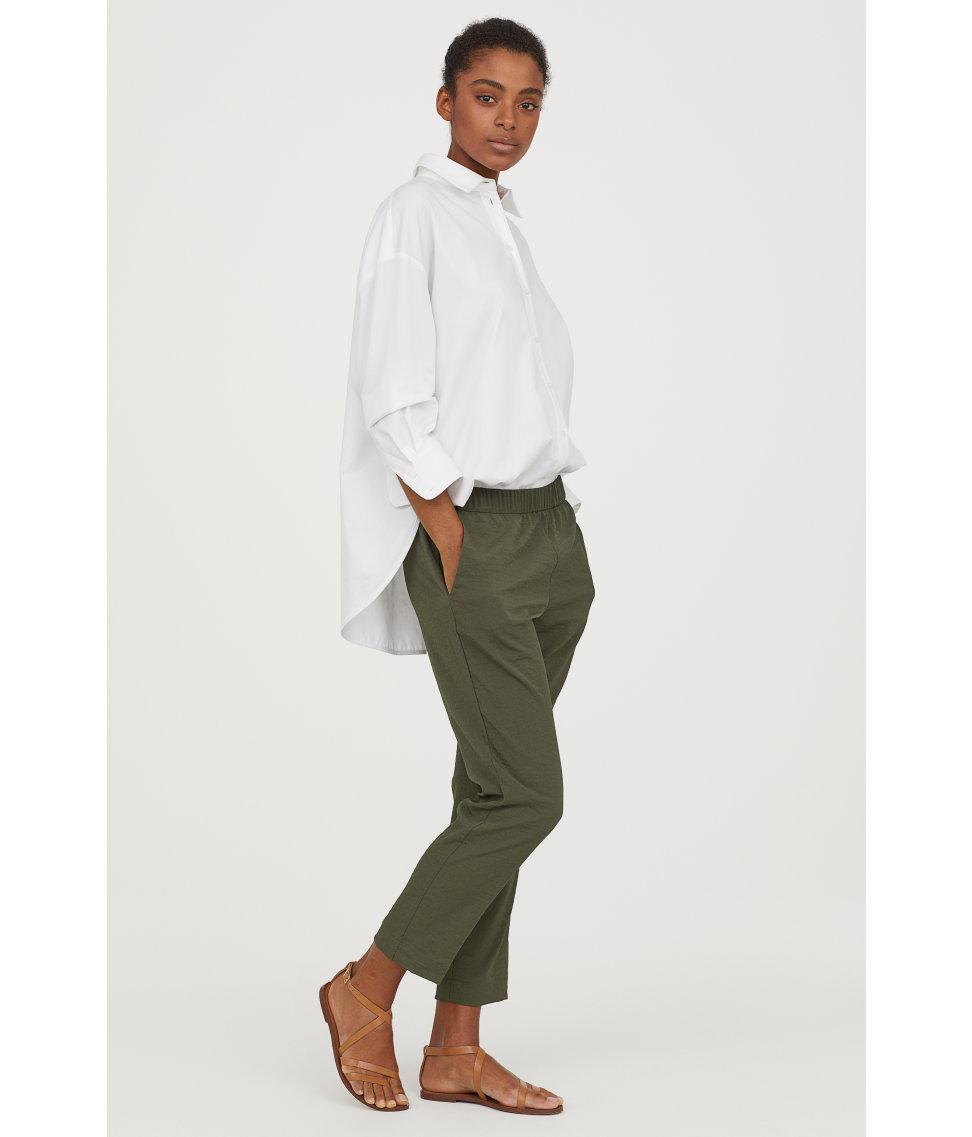 Buy HM Women Brown Cotton Twill Cargo Trousers online  Looksgudin