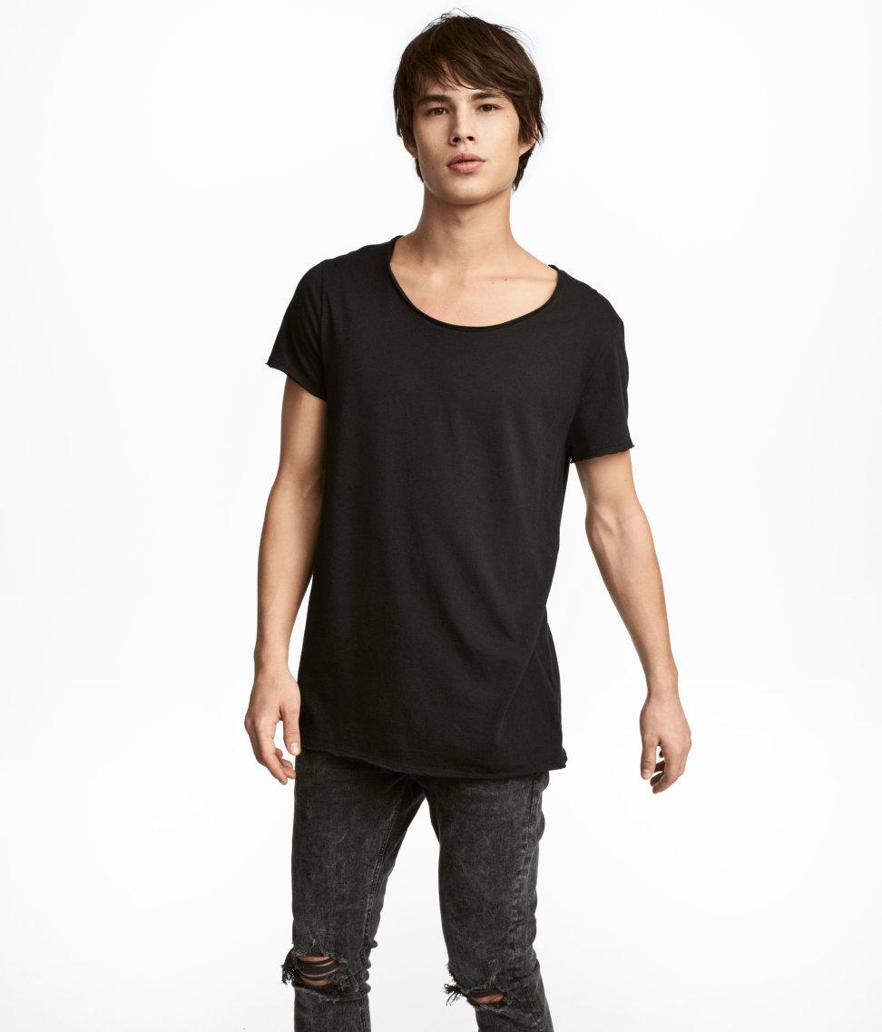 flod hver dag Behandle H&M Raw-edge T-shirt in Black for Men | Lyst