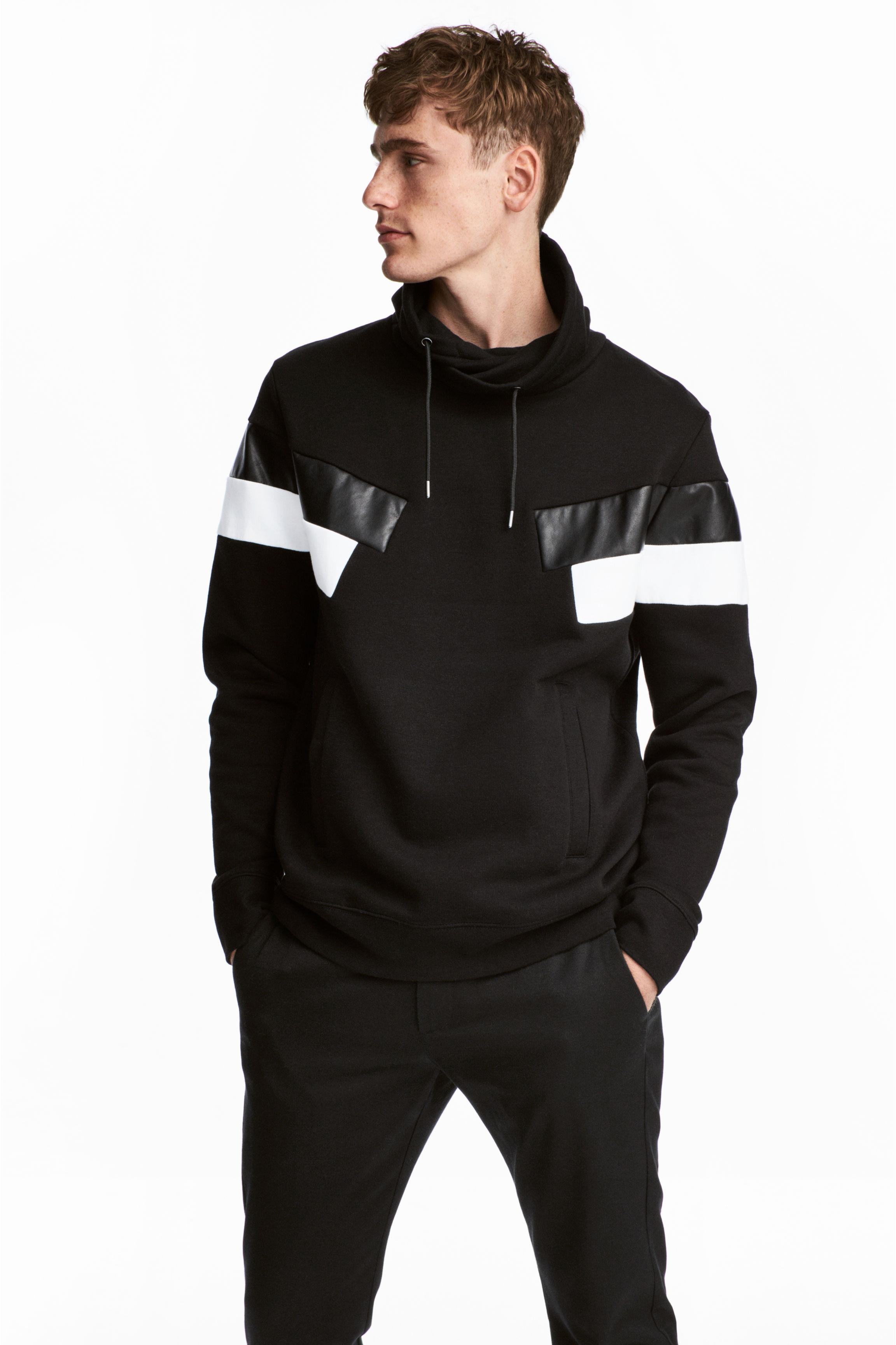 Download H&M Cotton Chimney-collar Sweatshirt in Black for Men - Lyst