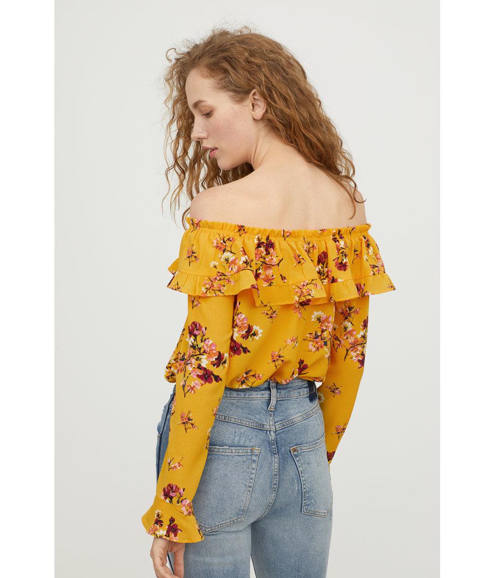 h&m yellow off shoulder top