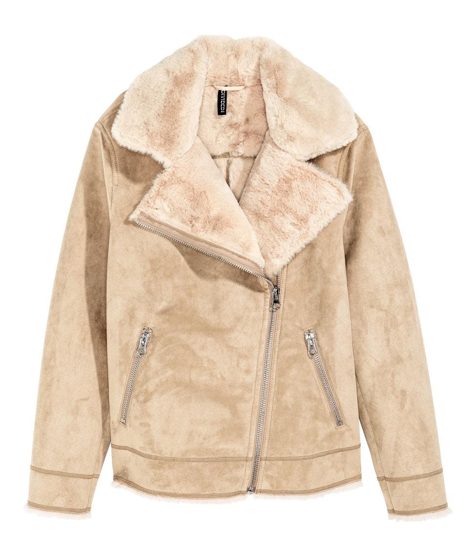 h&m faux fur lined jacket