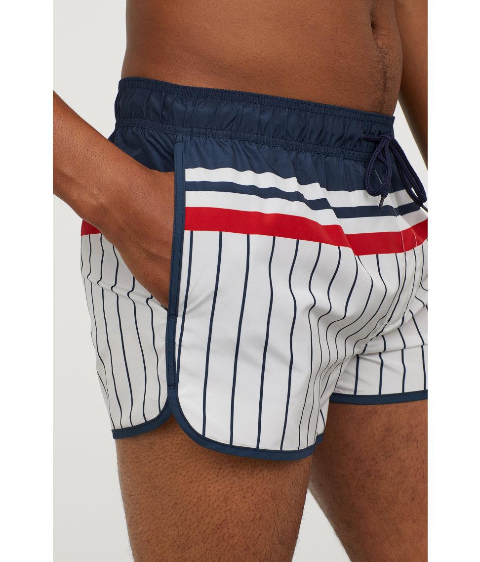H&M Synthetic Short Swim Shorts in Dark Blue/Striped (Blue) for Men Lyst