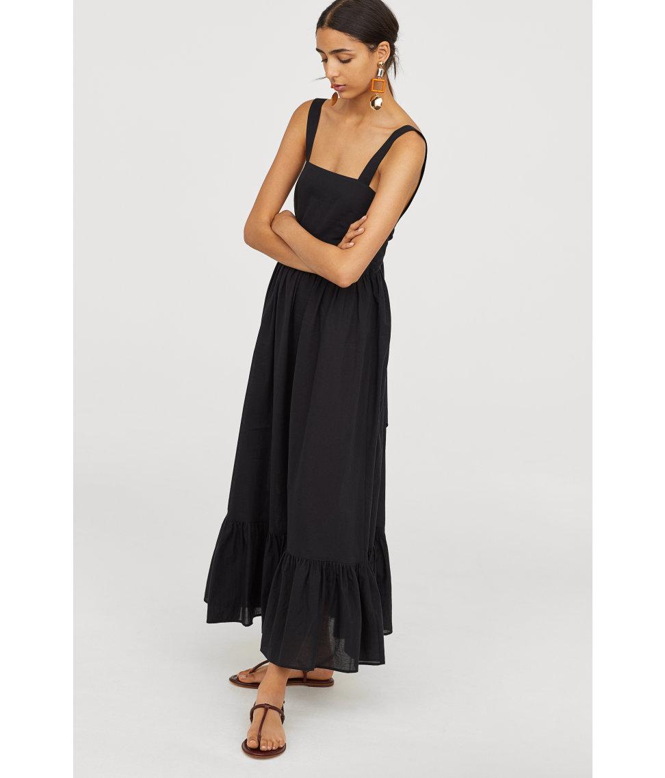 H&M Cotton Maxi Dress In Black Lyst | escapeauthority.com