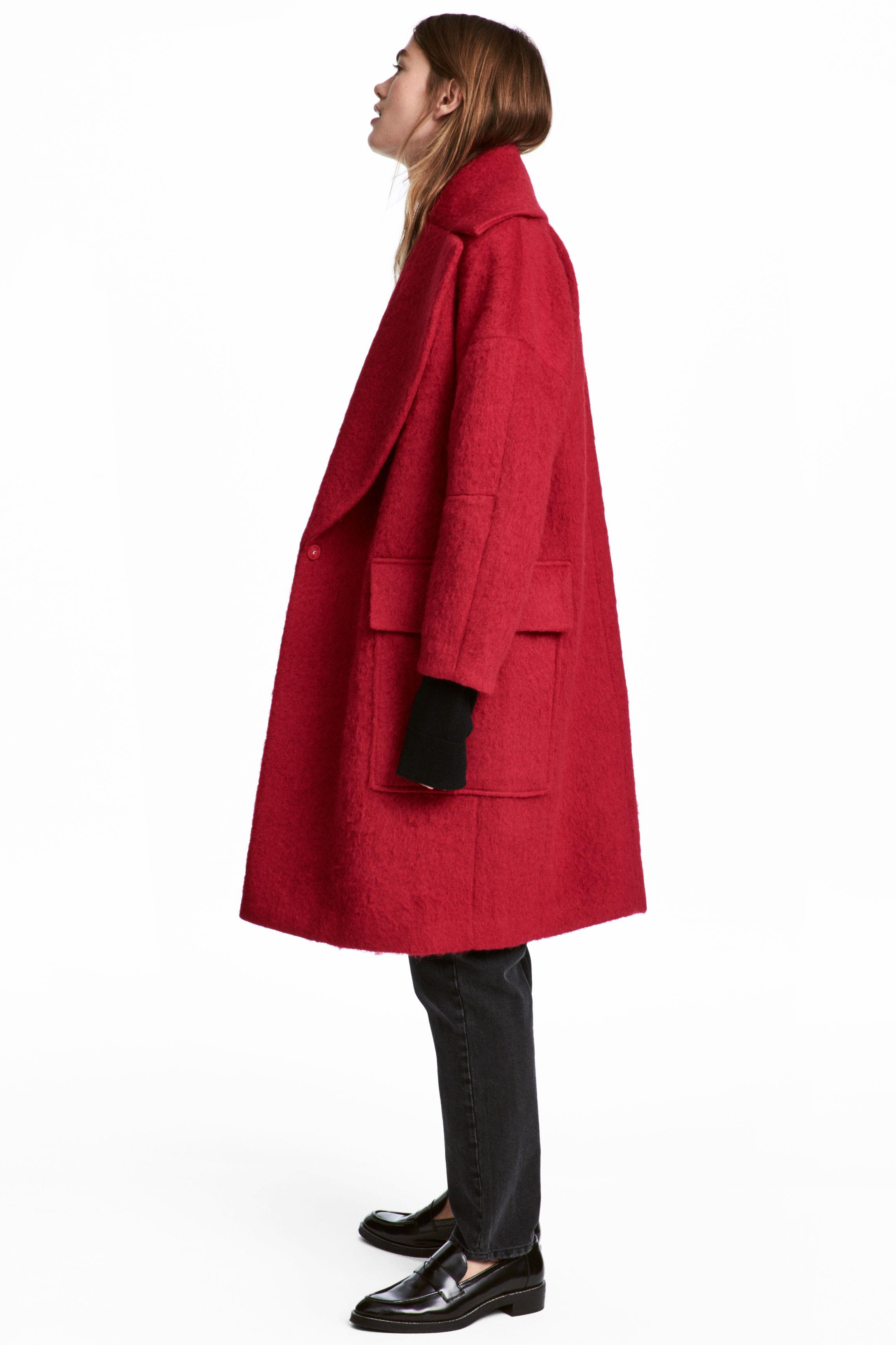 h&m red coat