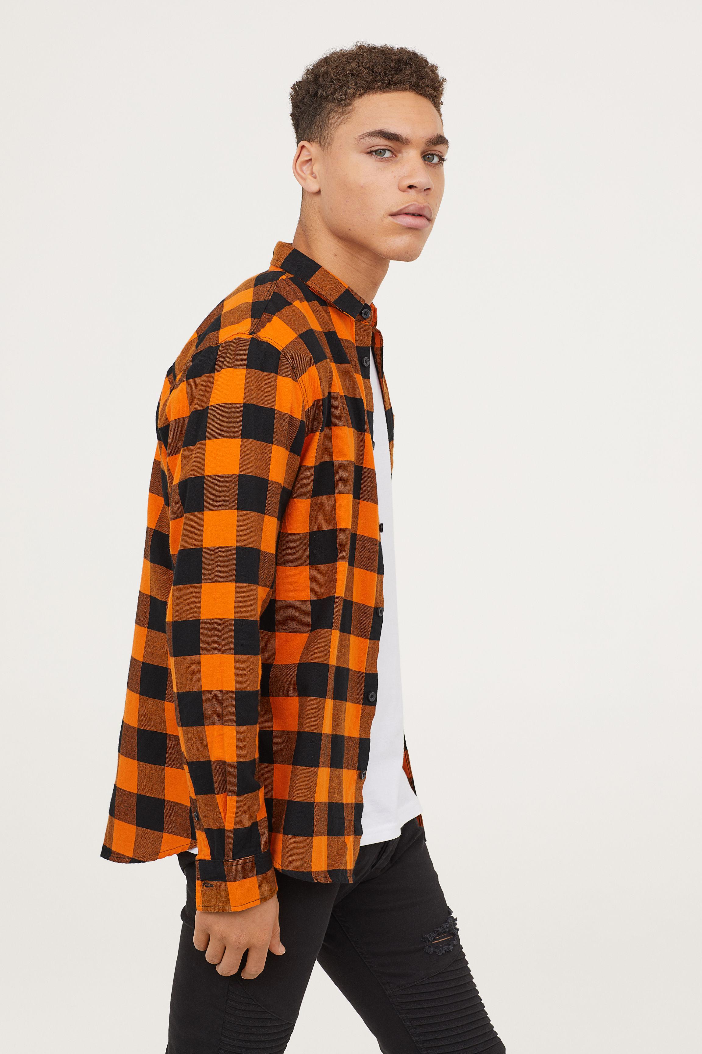 H&M Plaid Flannel Shirt in Orange for Men | Lyst Canada