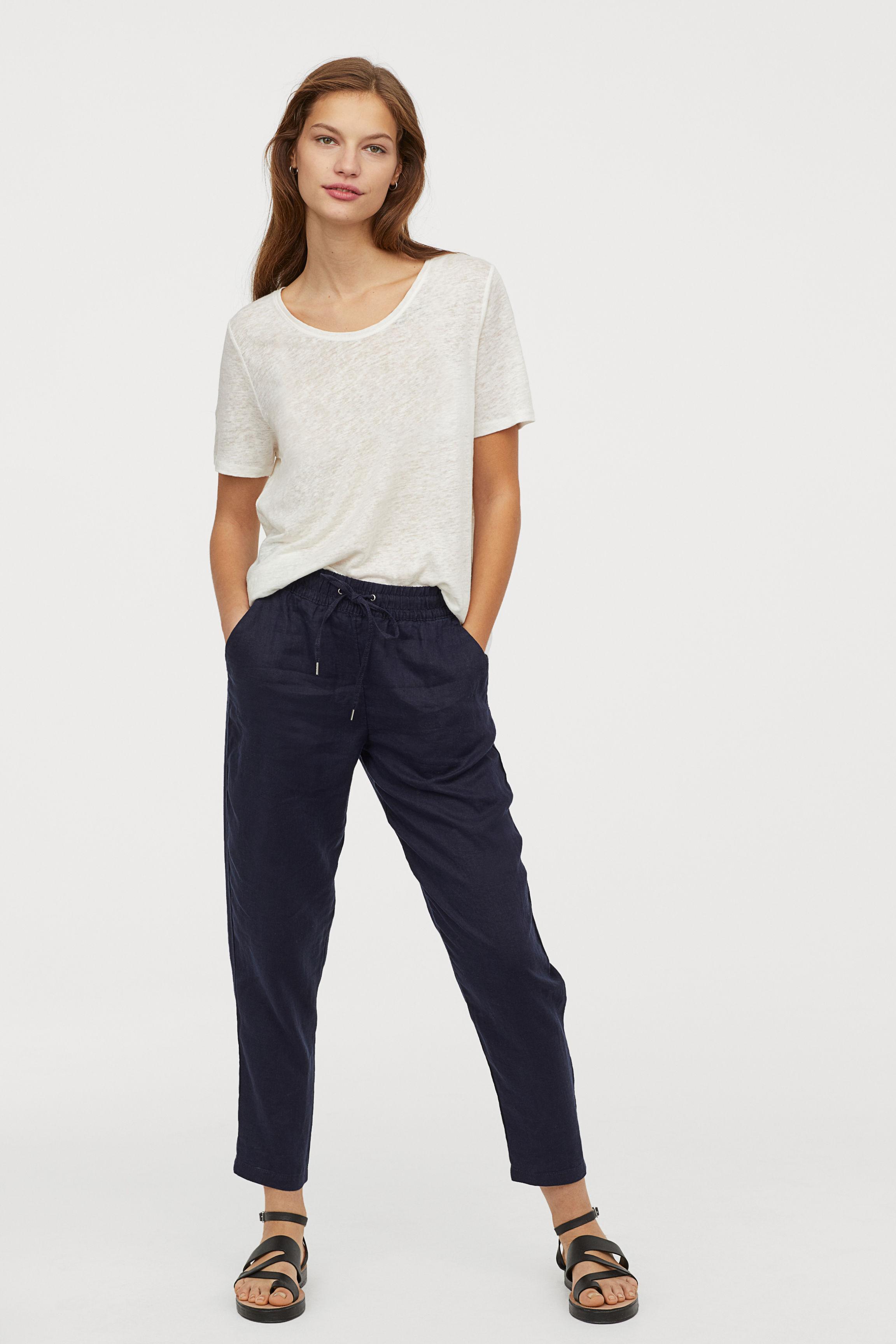 Blue linen joggers Clearance
