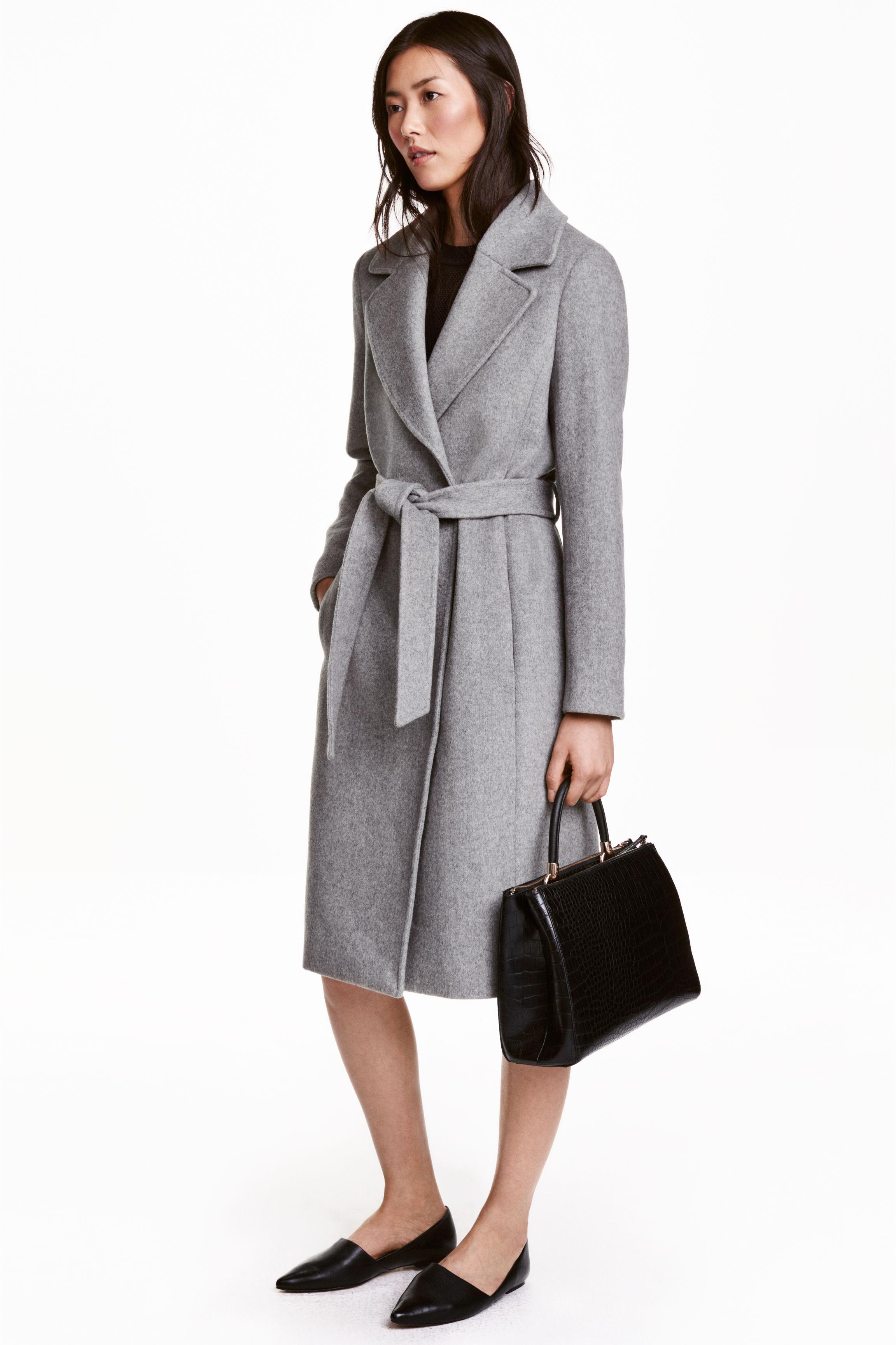 h&m gray wool coat