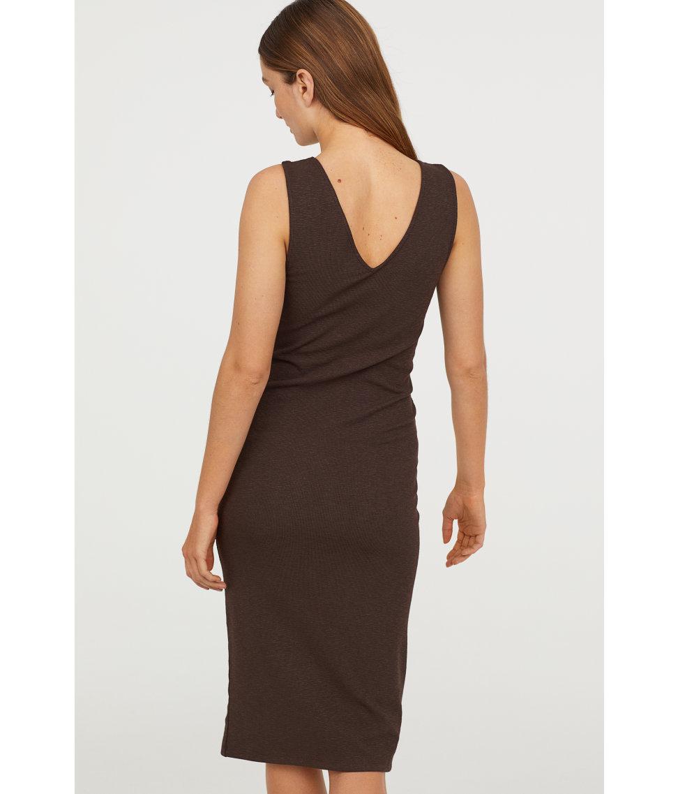  H  M  Bodycon  Dress  in Brown Lyst