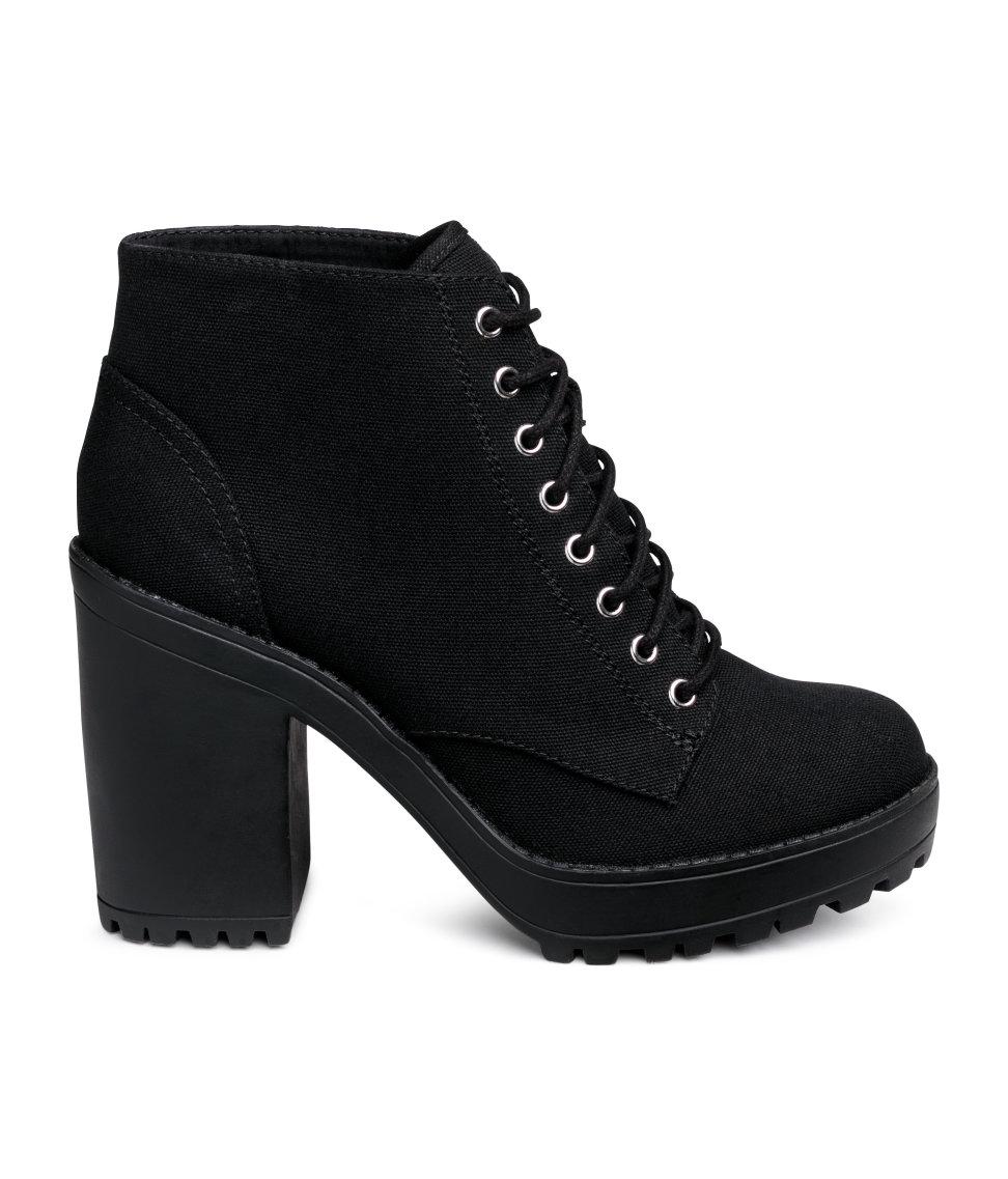 H\u0026M Canvas Platform Boots in Black - Lyst