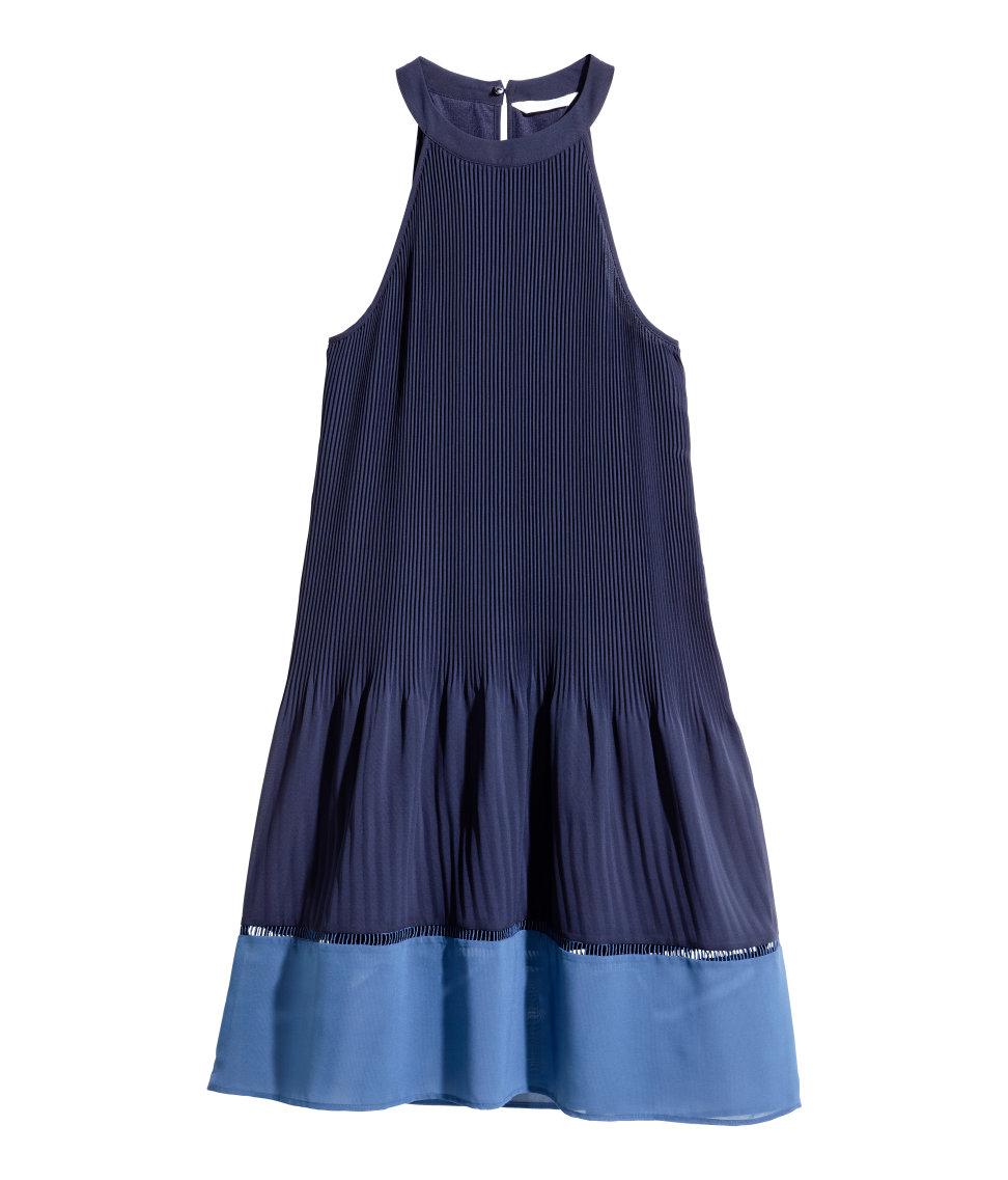 H&m blue pleated dress Clearance