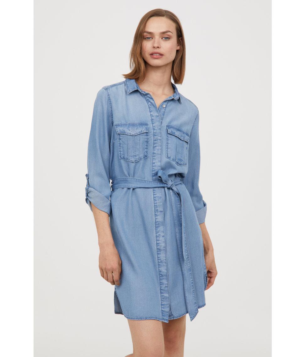 h and m denim shirt dress
