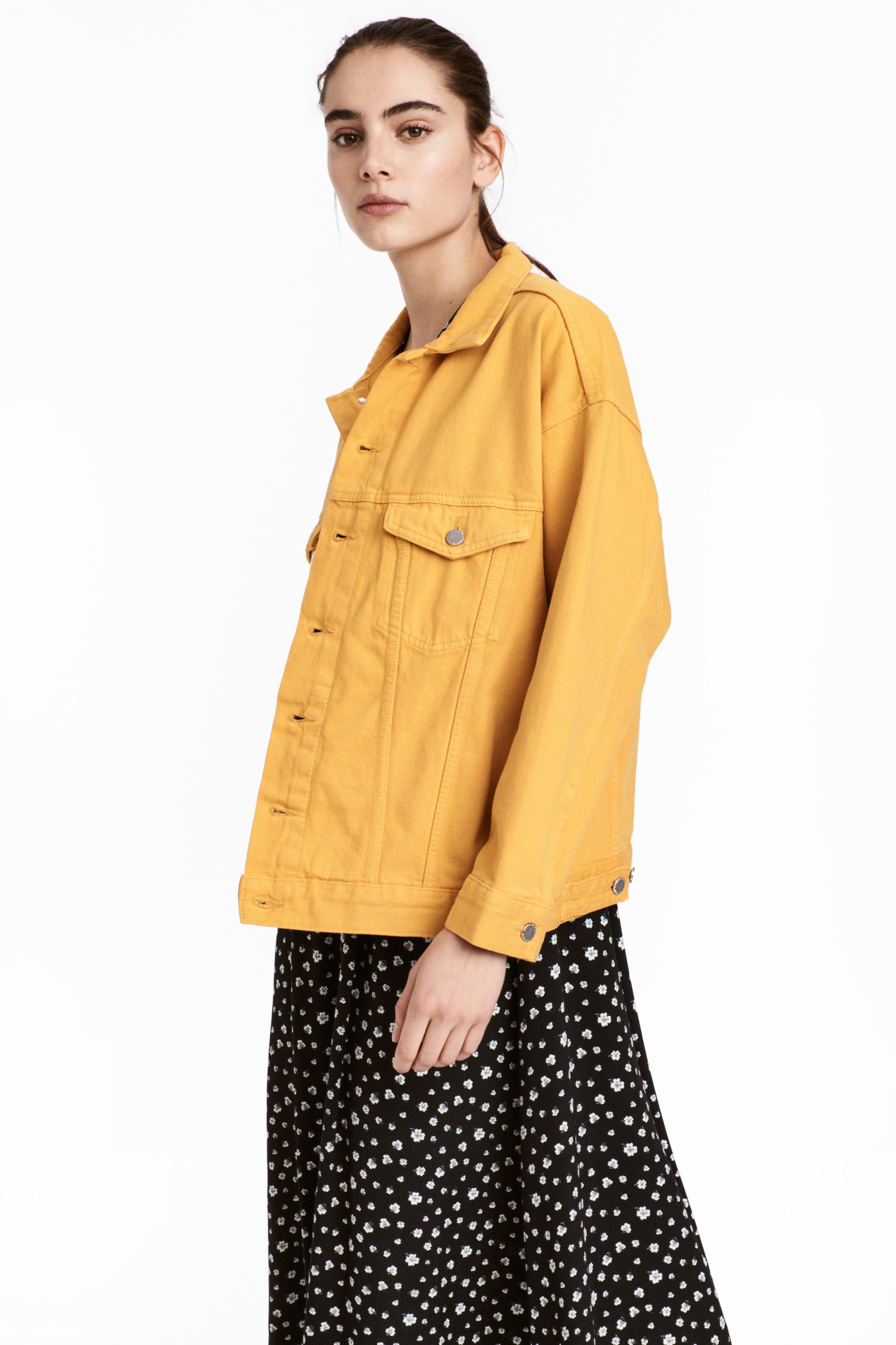 H&M Oversized Denim Jacket in Yellow - Lyst