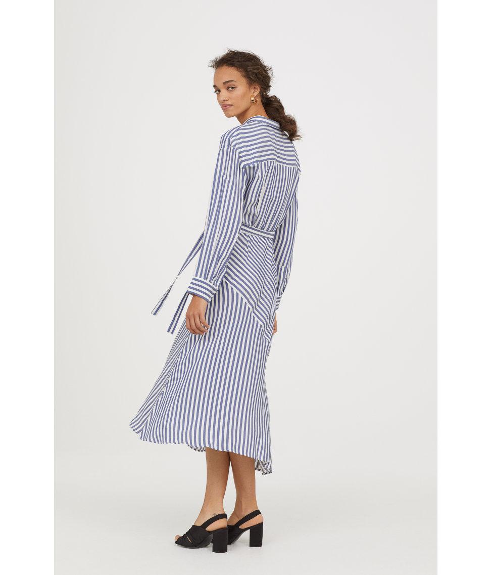 h&m blue striped dress