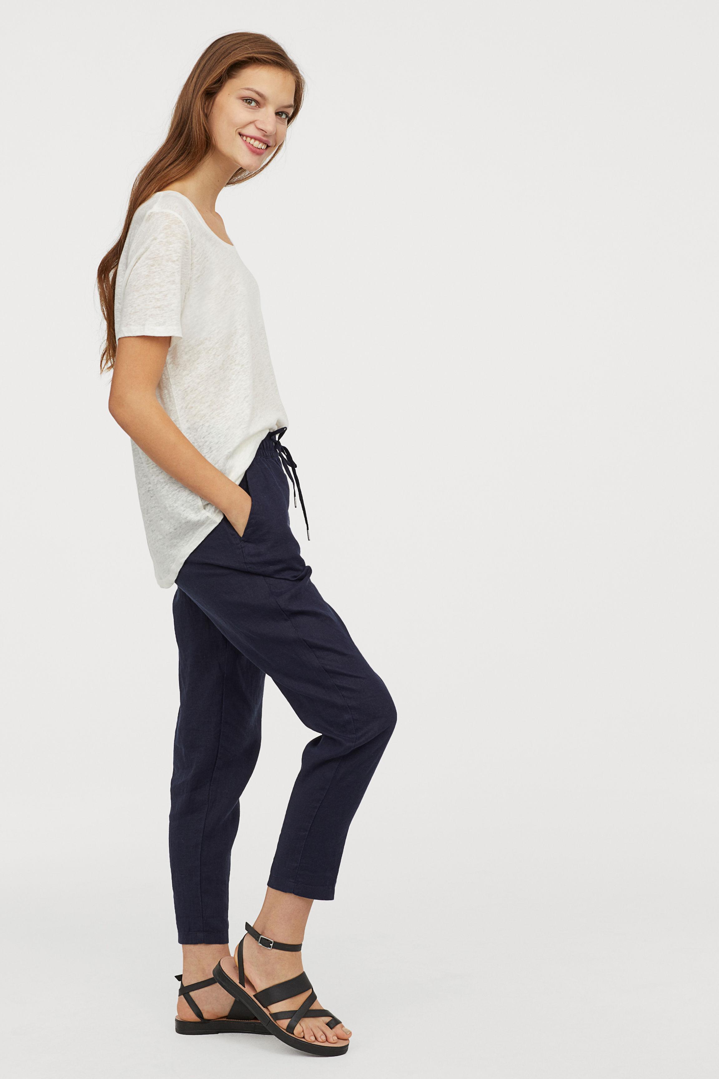 Blue linen joggers Clearance