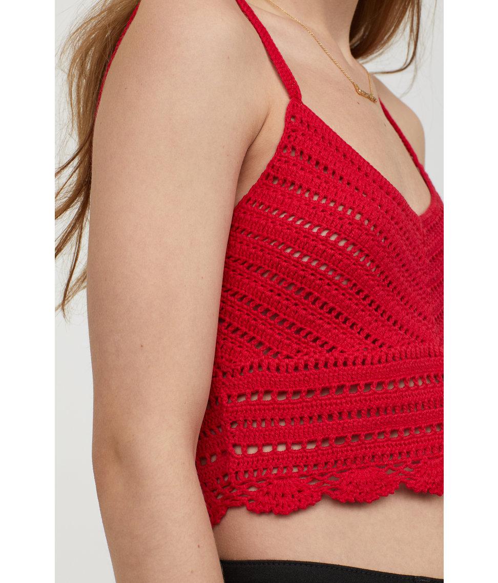 red crochet top