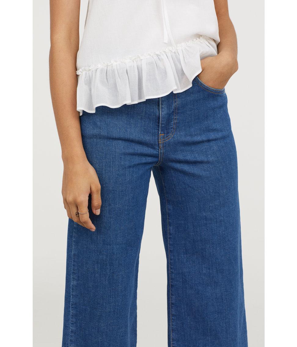 H&m denim culottes high waist hot sale