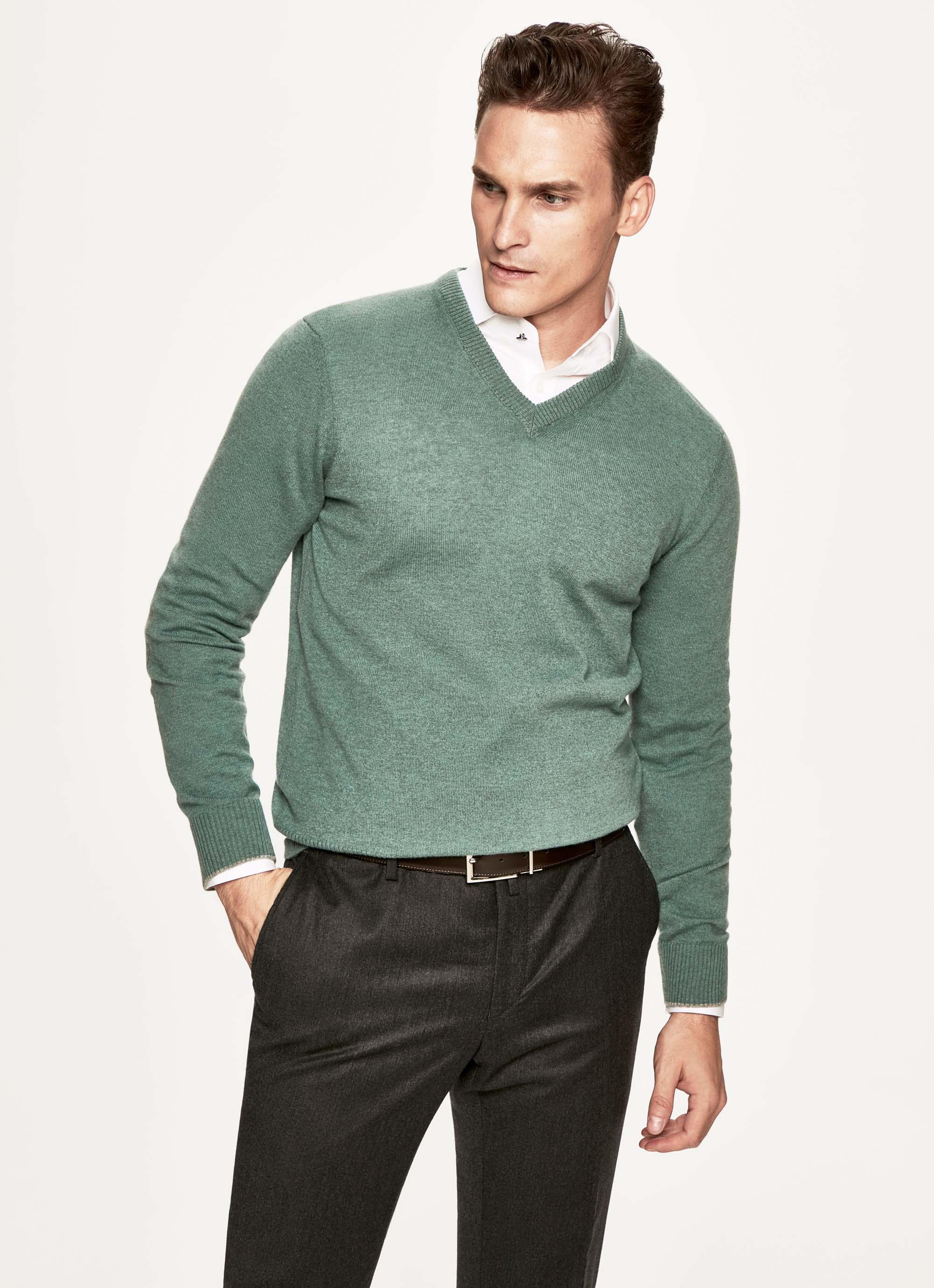 Hackett Cashmere V-neck Sweater in Green for Men - Lyst