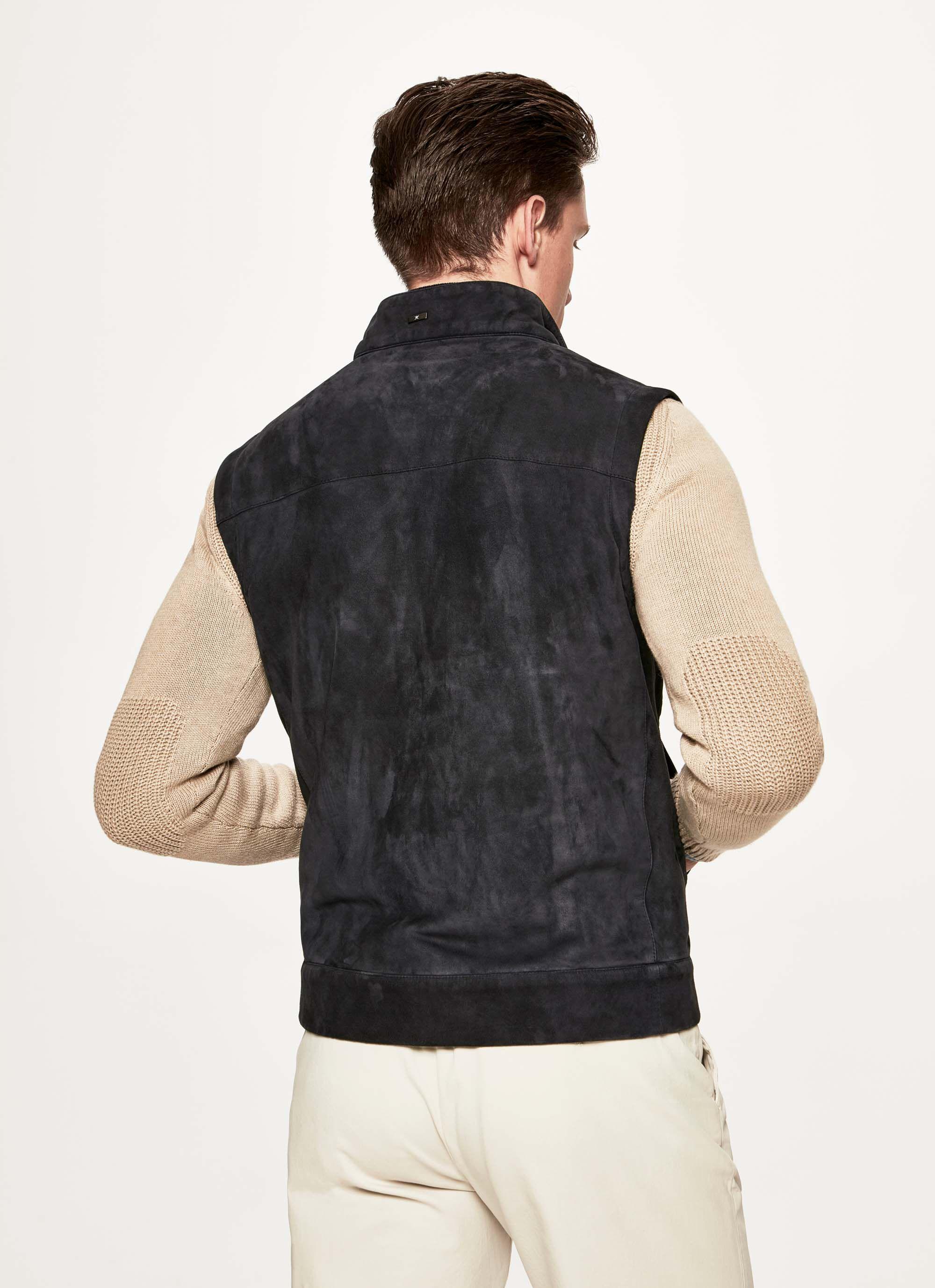 Hackett Suede Gilet in Navy (Blue) for Men Lyst