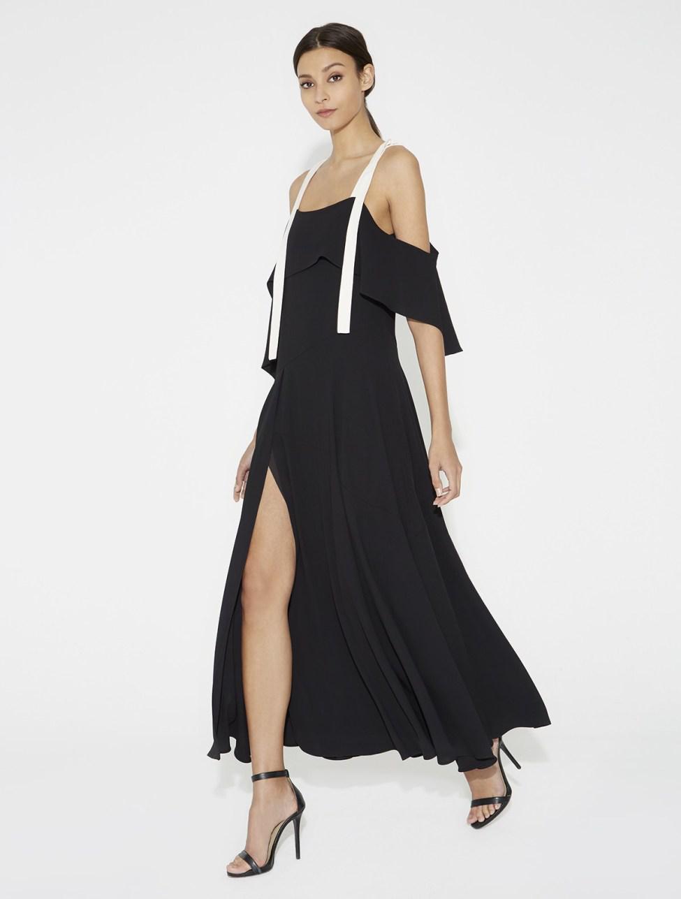 halston black gown