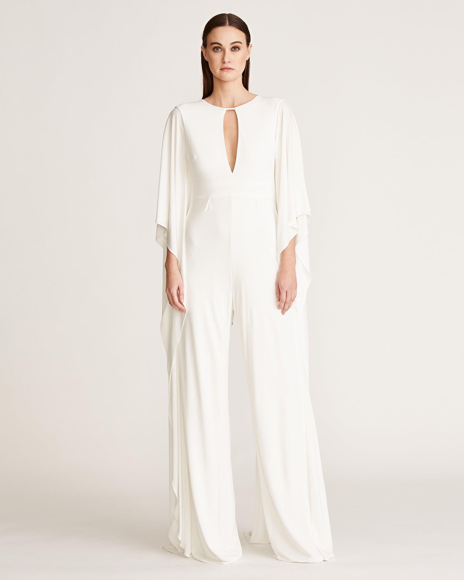 Halston Synthetic Brea Draped Jumpsuit in White - Lyst