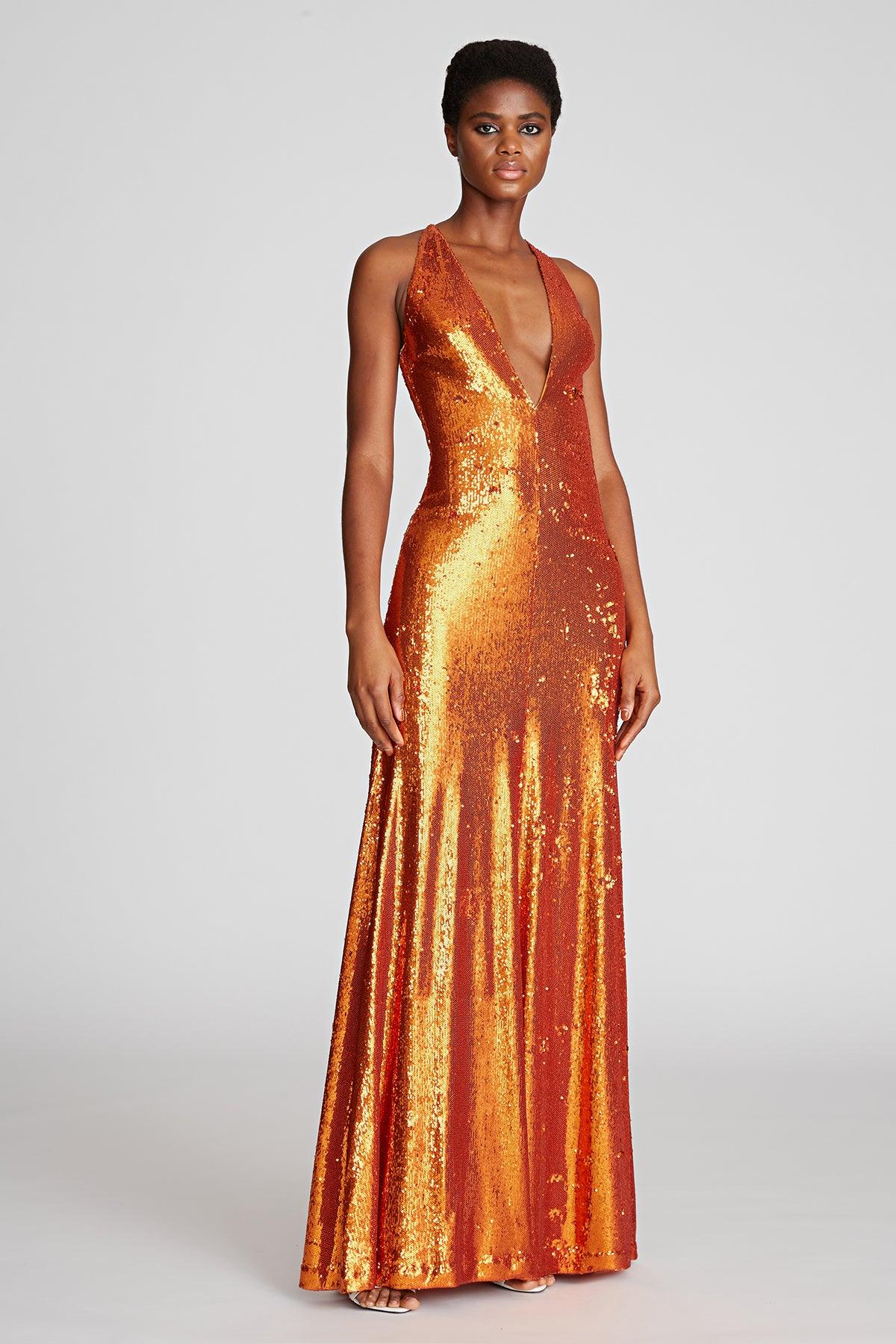 Orange Dress Halston Heritage Outlet Formal Gown Halston Heritage