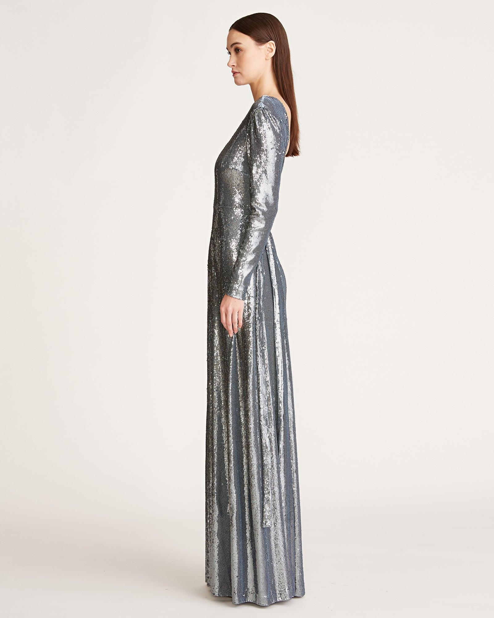steel blue sequin dress