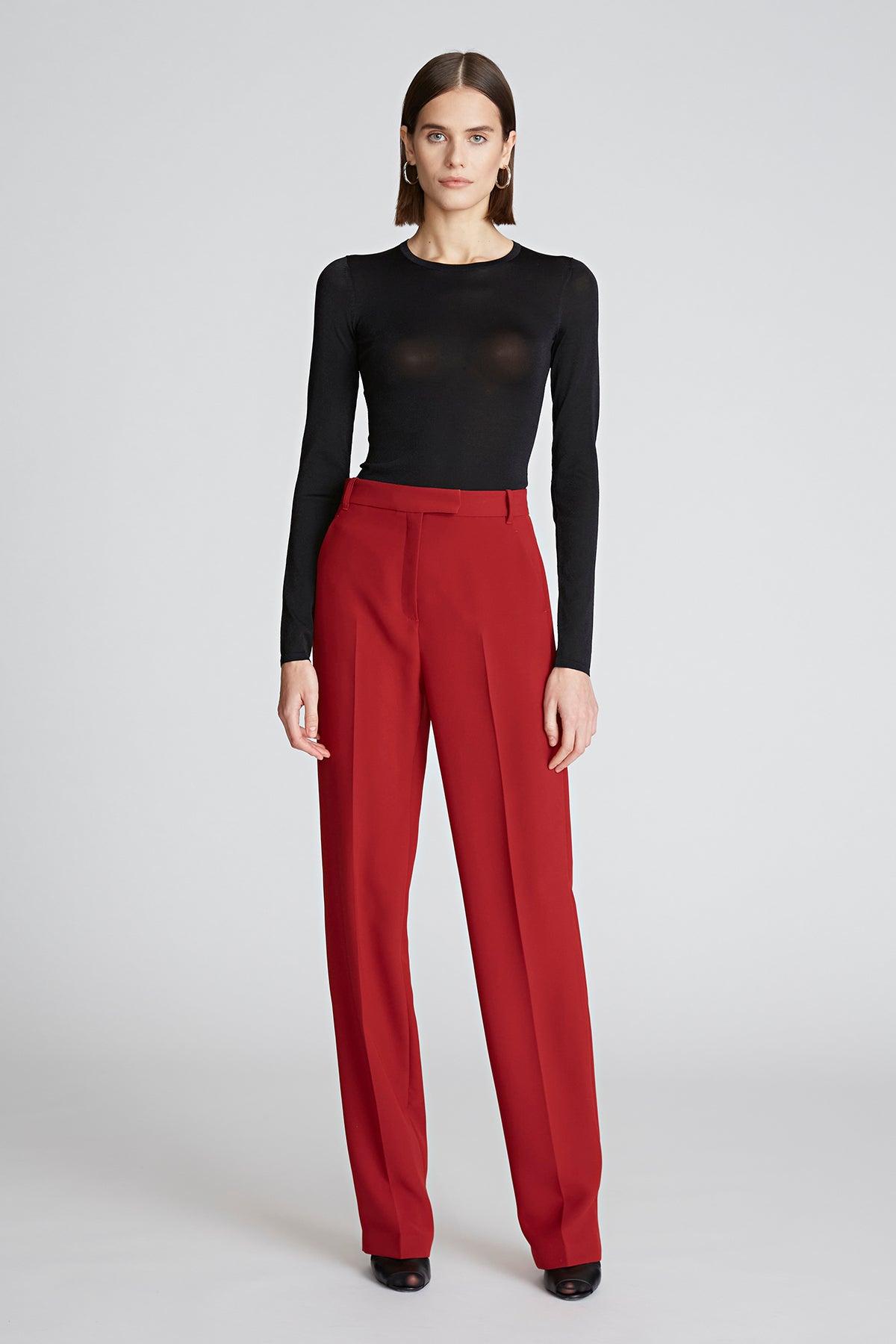 Halston Synthetic Annie Trouser In Stretch Crepe in Dark Red (Red) | Lyst