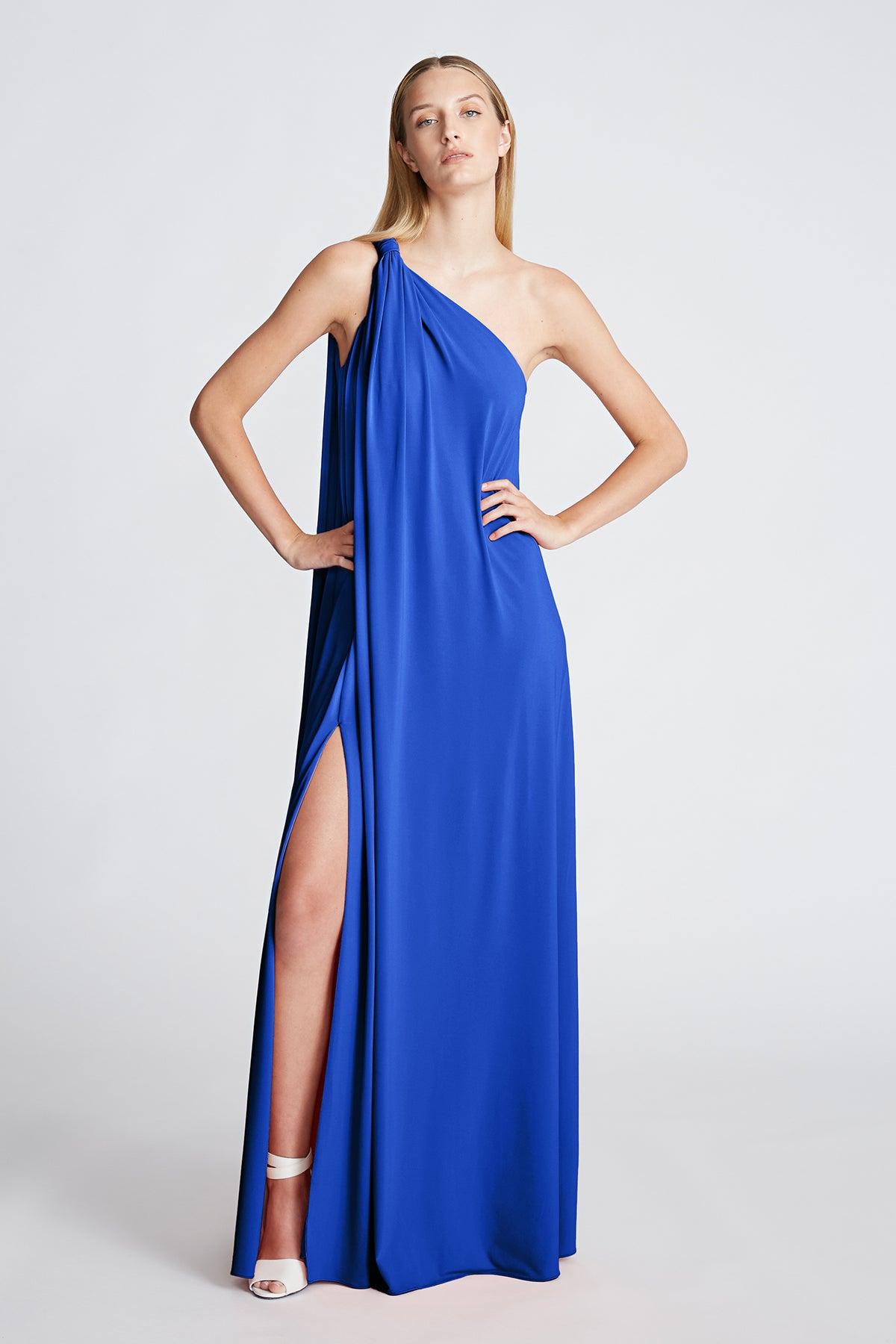 Halston Andra Gown In Stretch Jersey in Blue | Lyst
