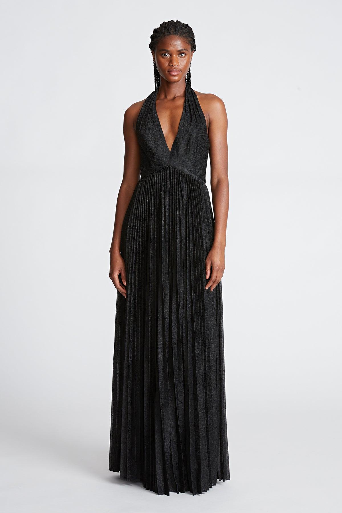 Halston Tiffany Gown In Shimmer Jersey in Black | Lyst