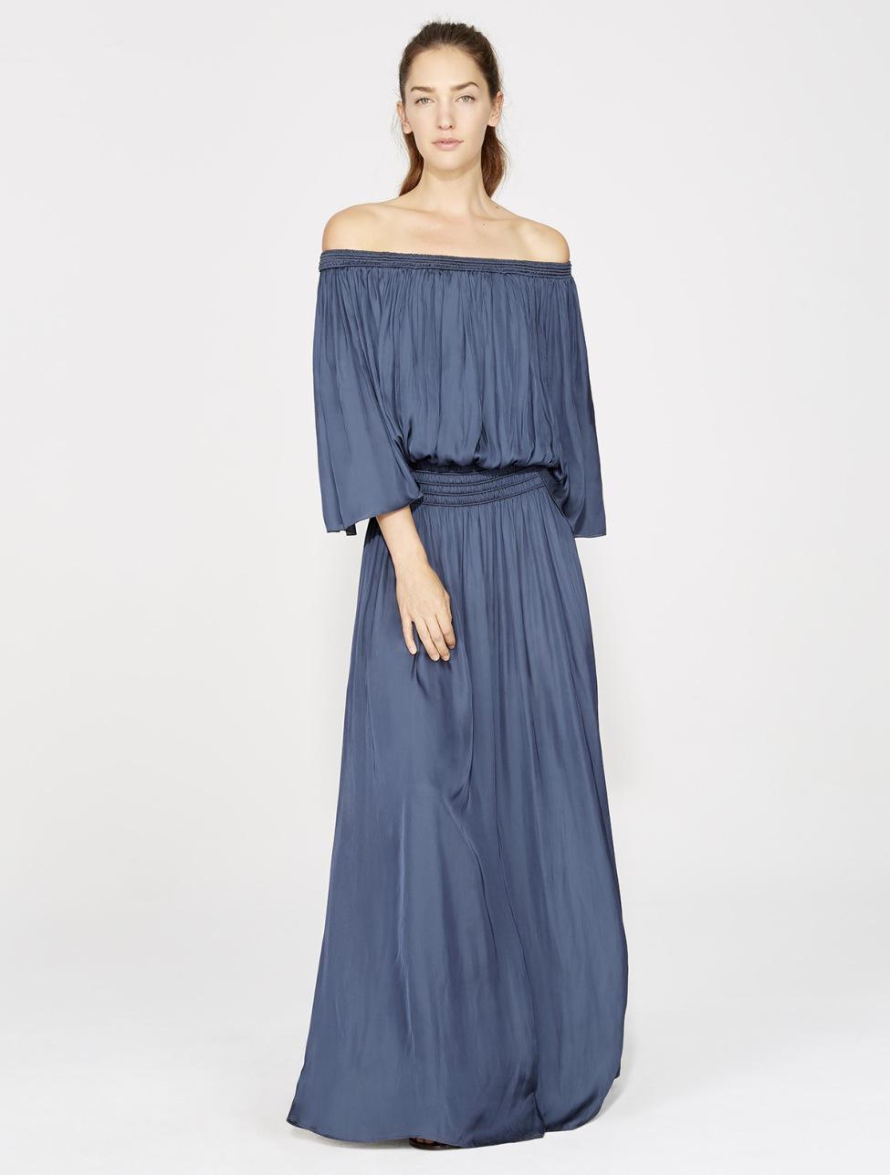 off shoulder flowy gown