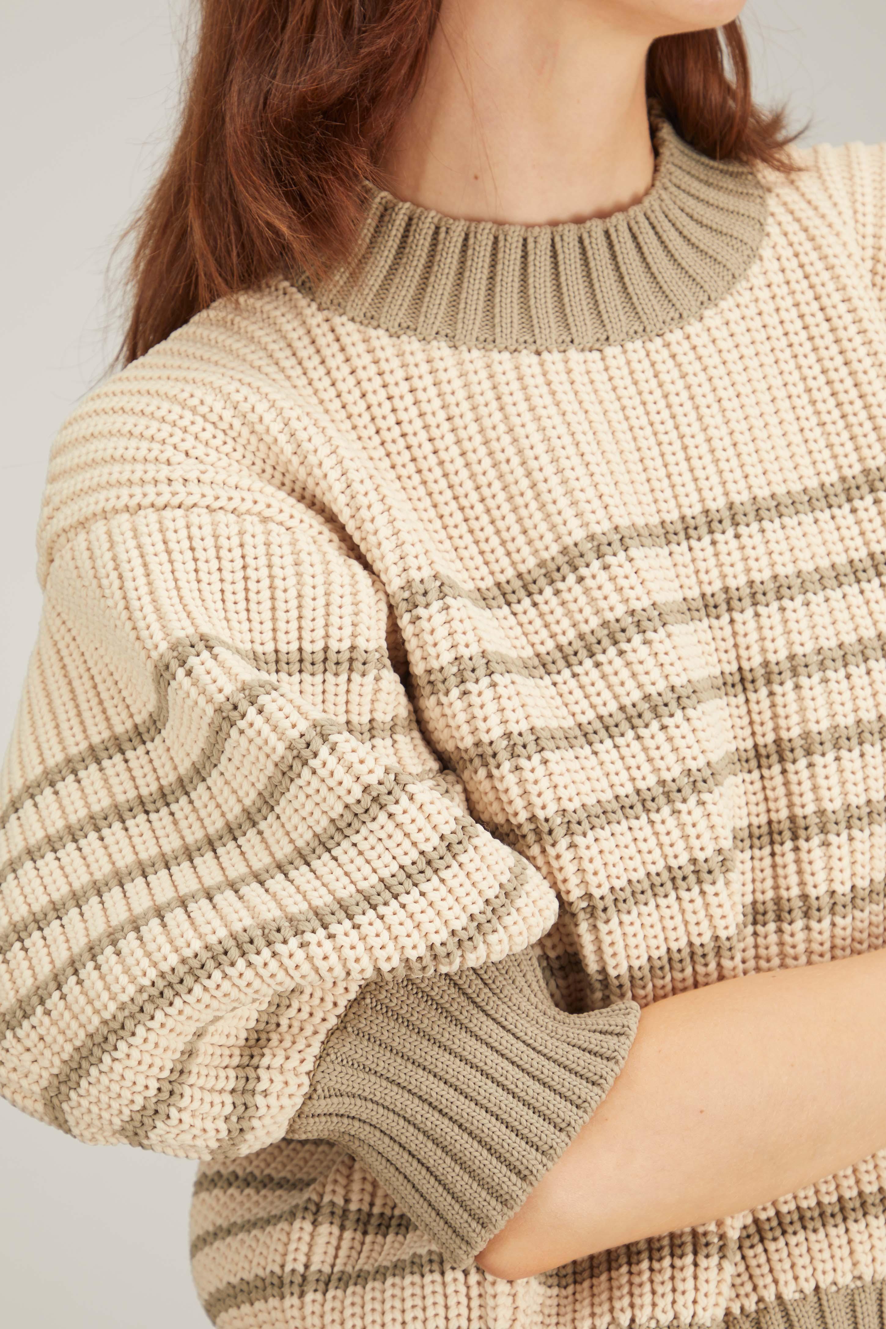 Sacai Horizontal Stripe Knit Pullover in Natural | Lyst