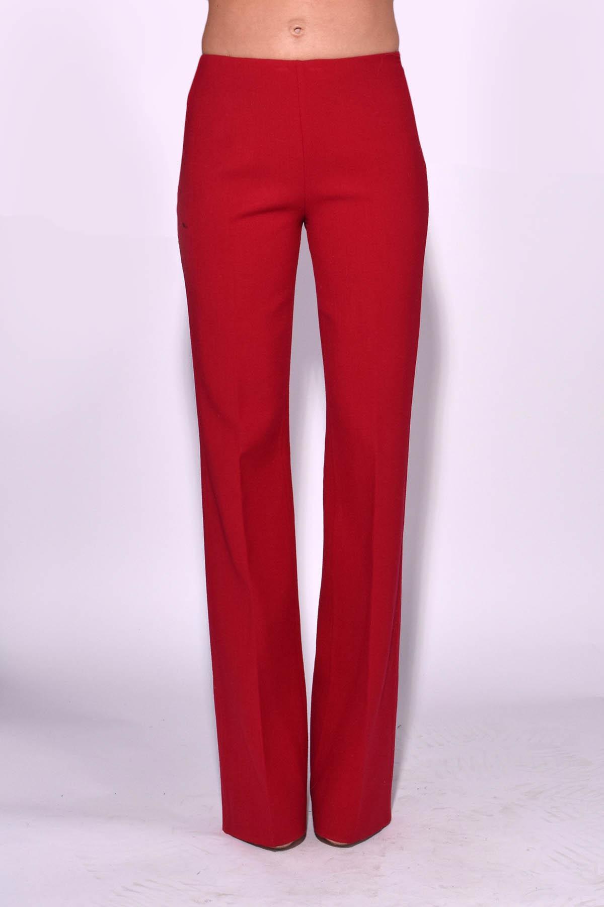 Theory Wool Demitria Flare Pant In Dark Vermillion in Red - Lyst