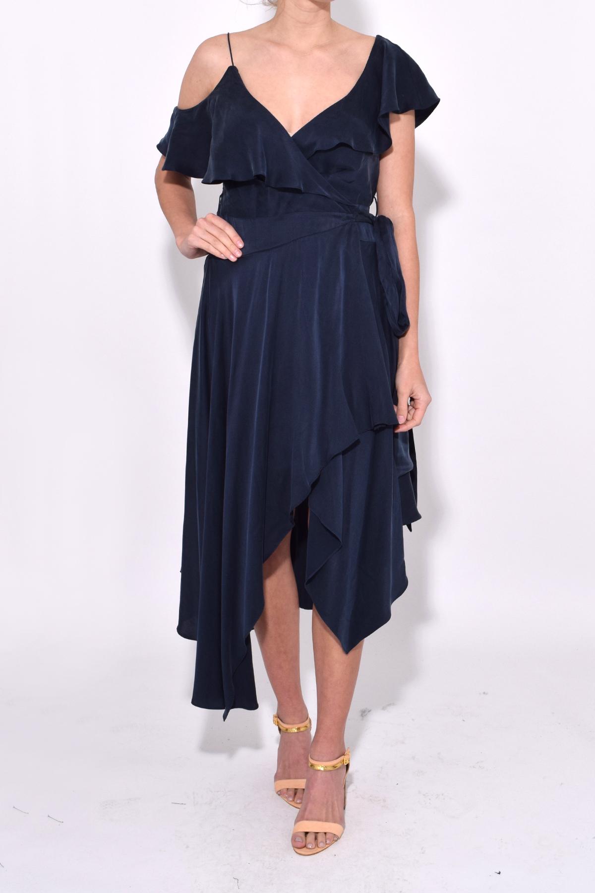 Zimmermann Sueded Asymmetric Wrap Dress In French Navy in Blue Lyst