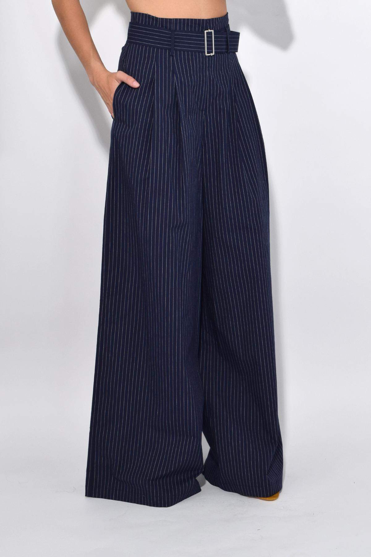 Marni Slouchy Pleated Zoot Suit Pant In Navy Pinstripe in Blue Lyst