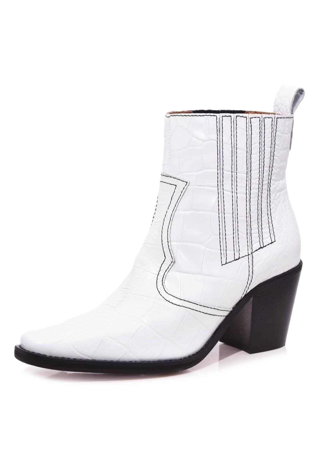 ganni black and white cowboy boots