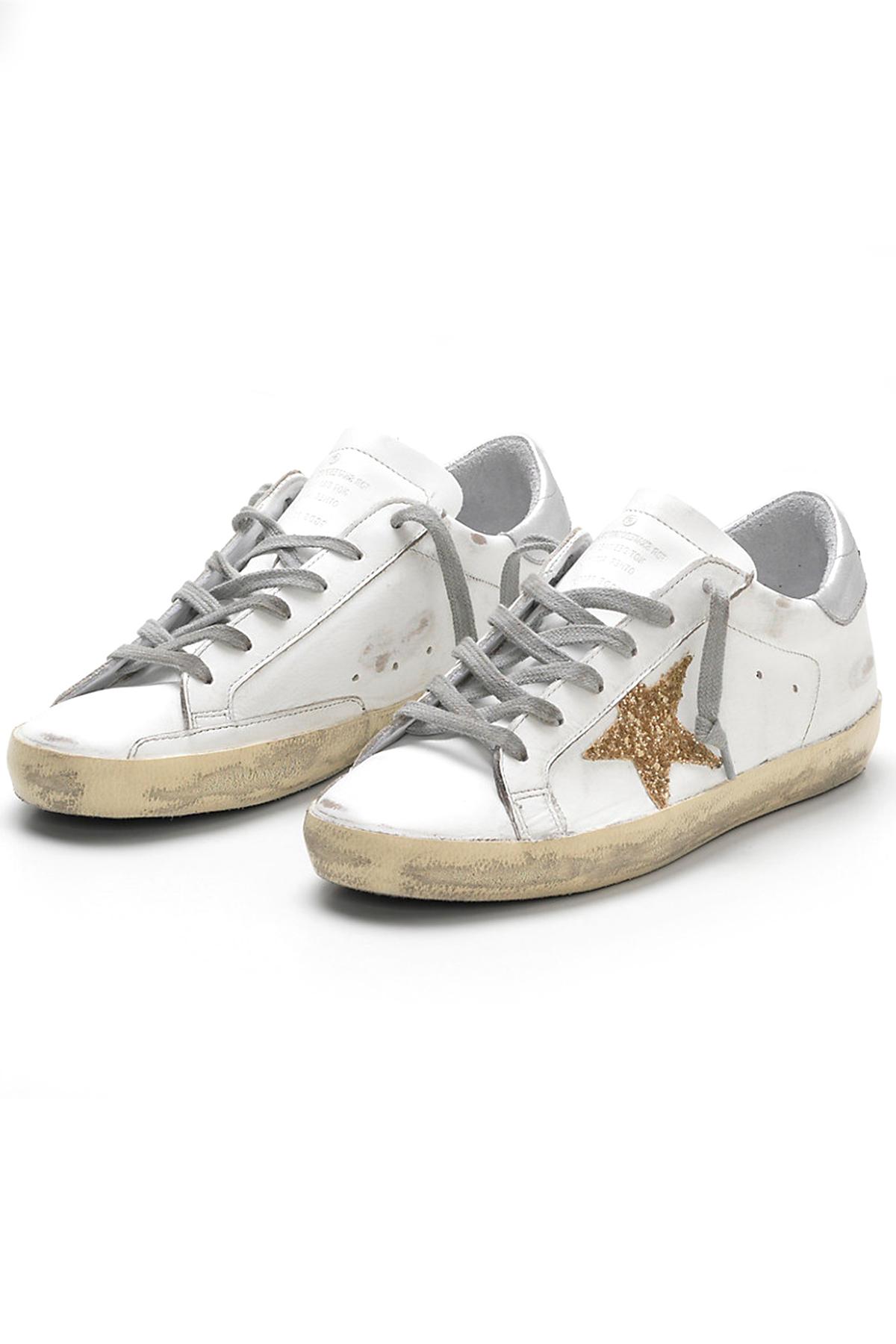 Golden Goose Superstar Sneaker In White Leather/gold Glitter Star for Men |  Lyst