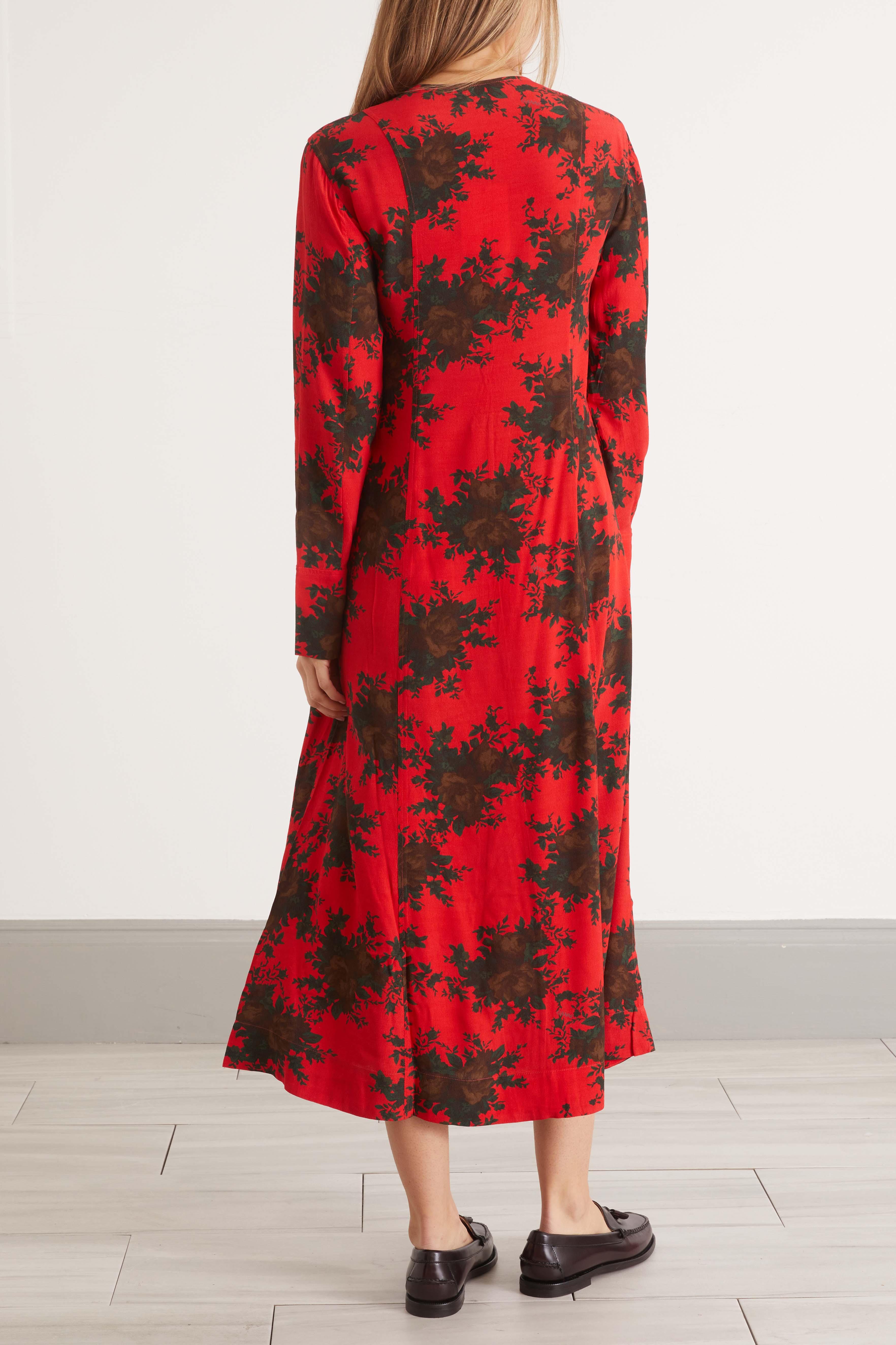 Synthetic Printed Crepe Maxi Dress 