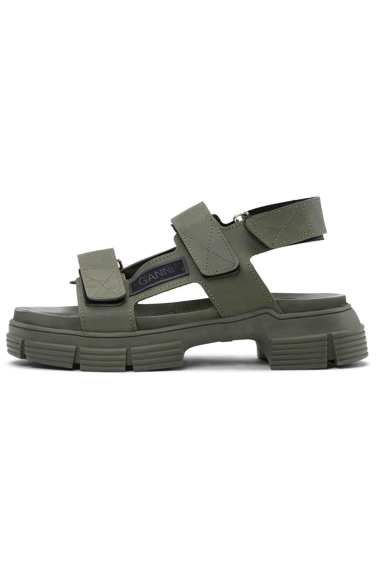 Ganni Recycled Rubber Sandal in Green | Lyst
