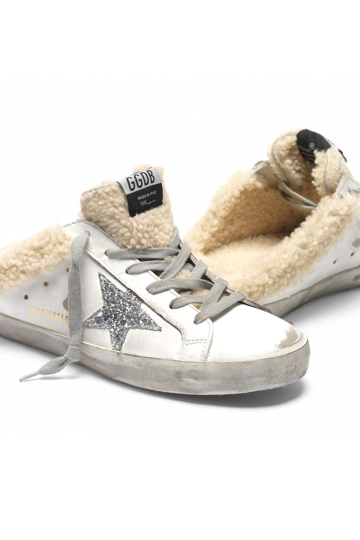 golden goose fur sneakers