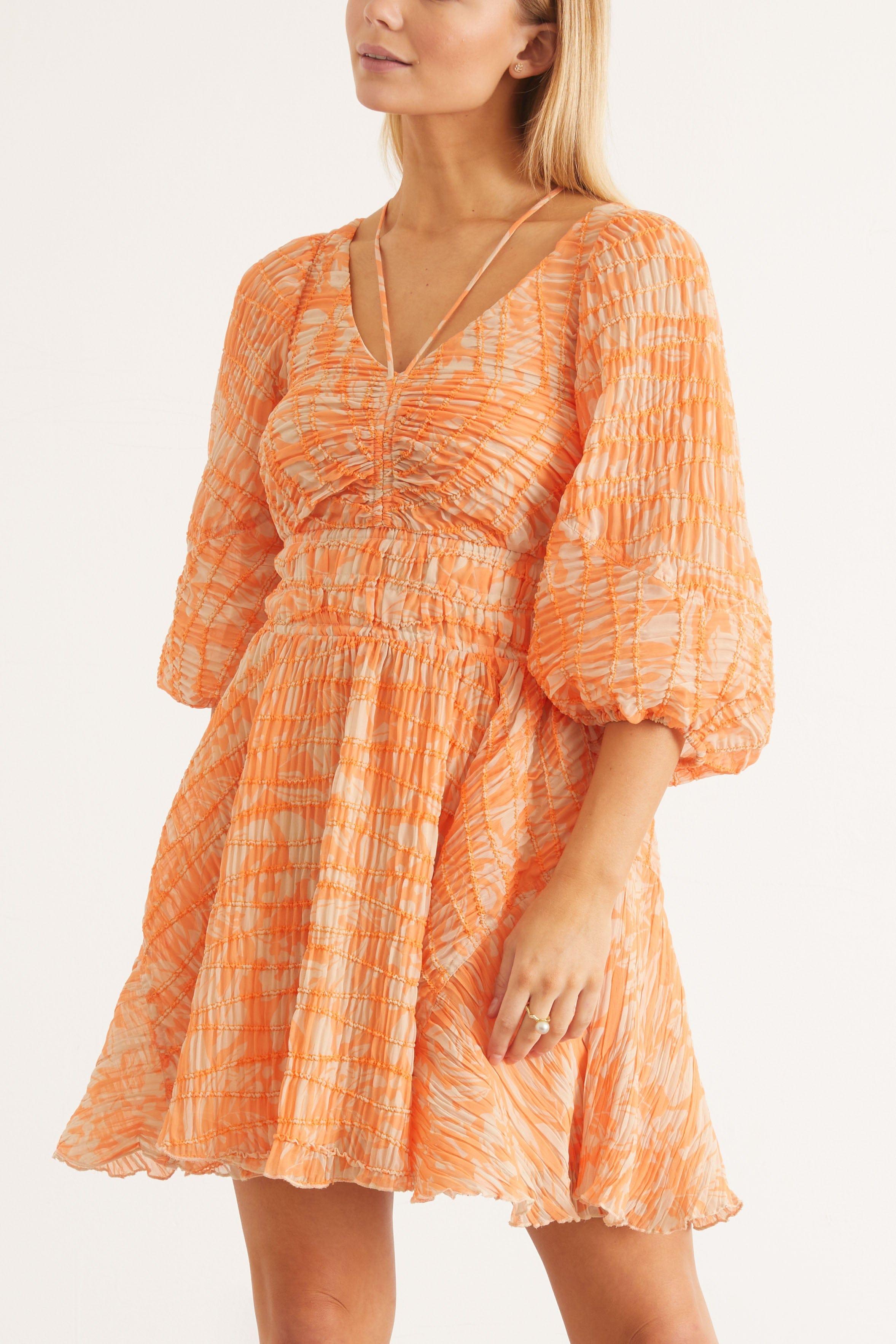 Jonathan Simkhai Lena Puff Sleeve Mini Dress in Orange Lyst