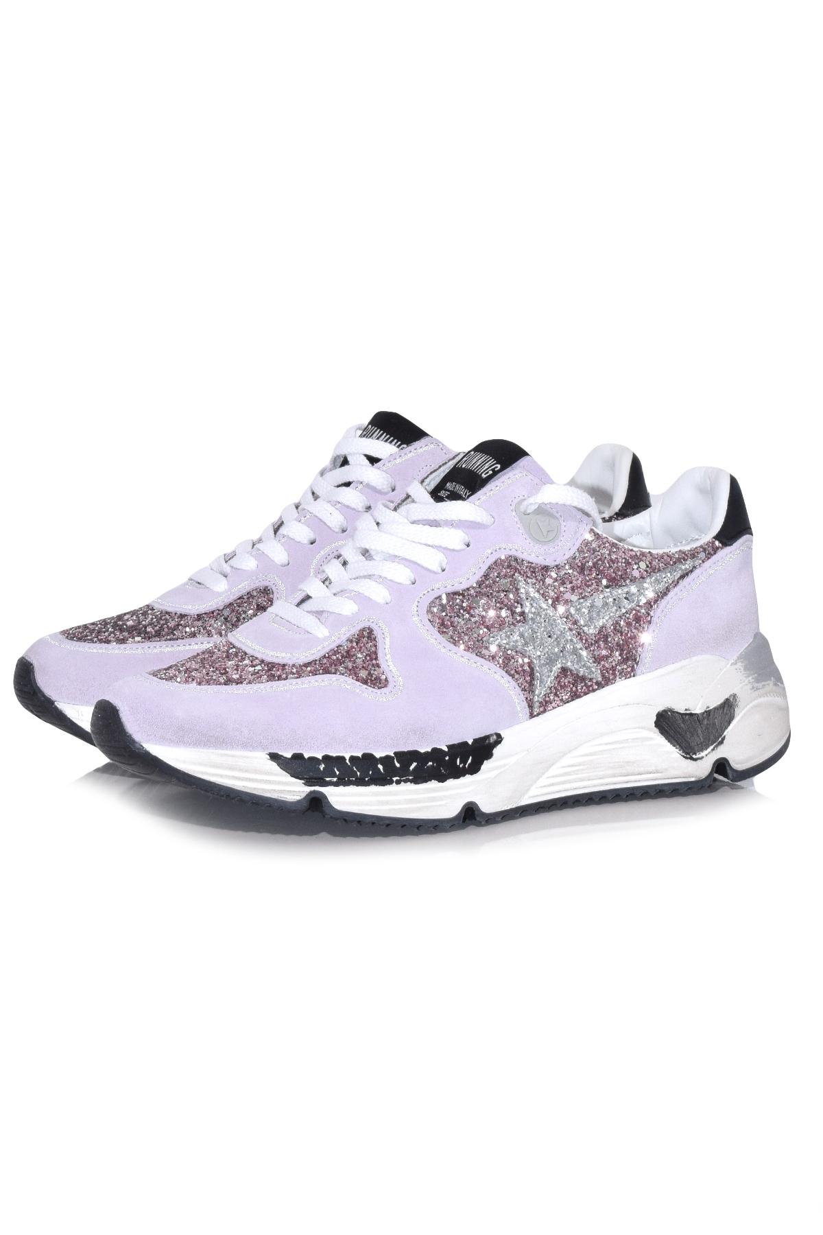 Golden Goose Deluxe Brand Running Sole Sneakers In Pink/silver Glitter