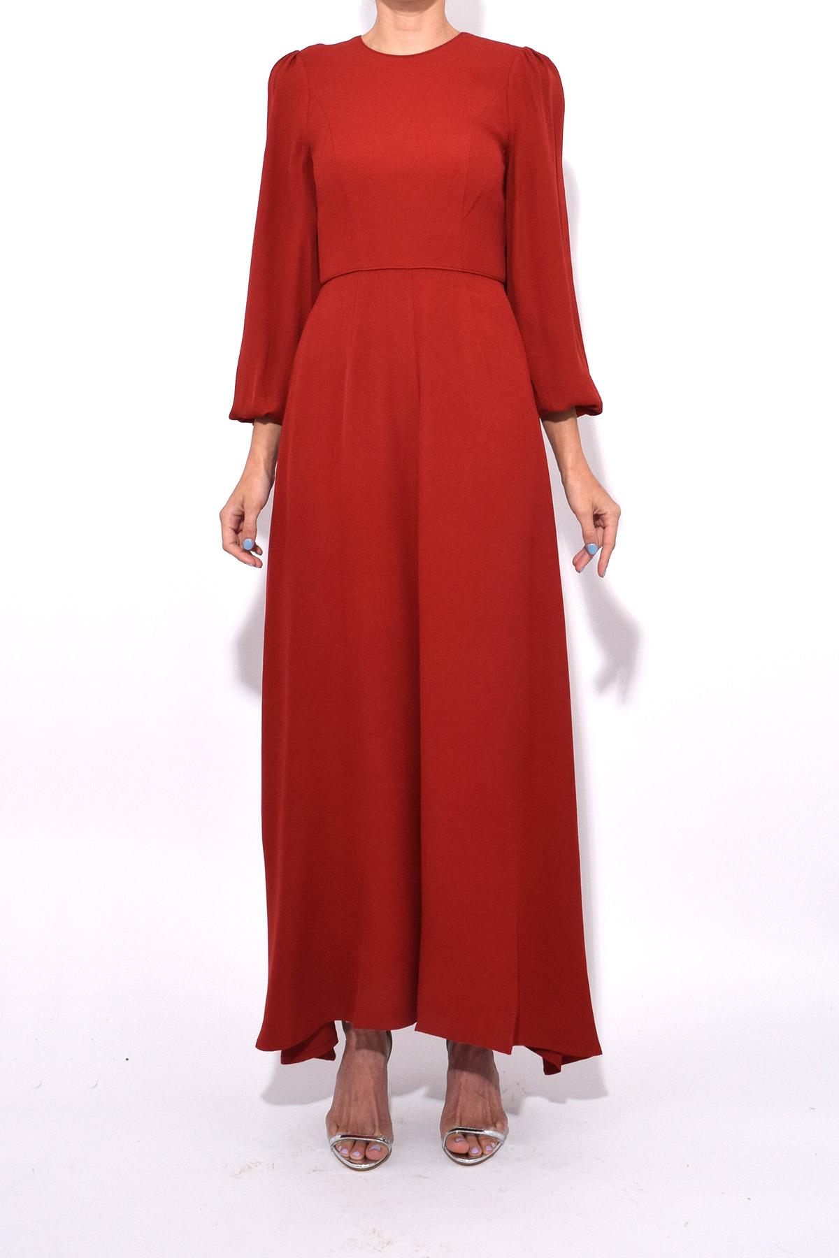 blouson sleeve midi dress