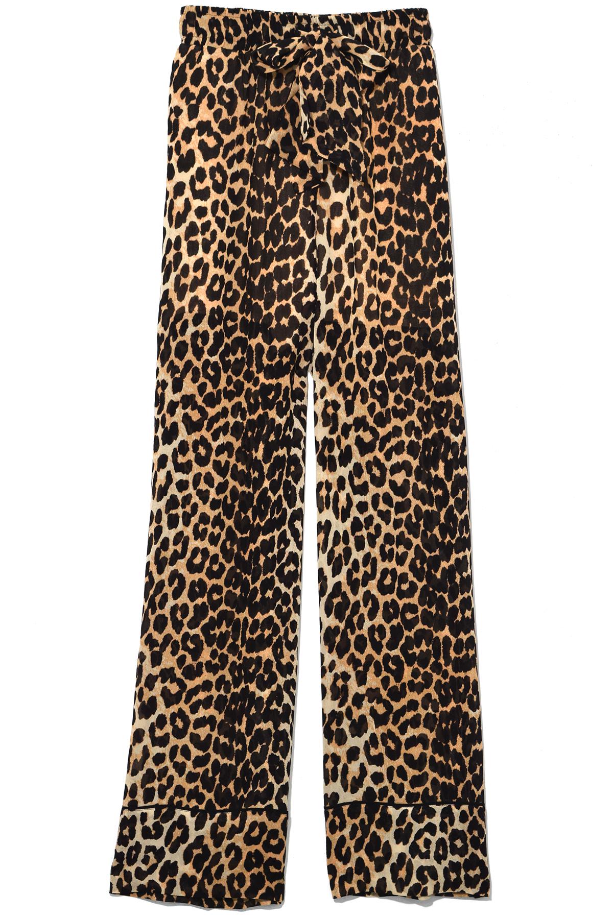 Ganni Synthetic Fairfax Georgette Pants In Leopard - Lyst