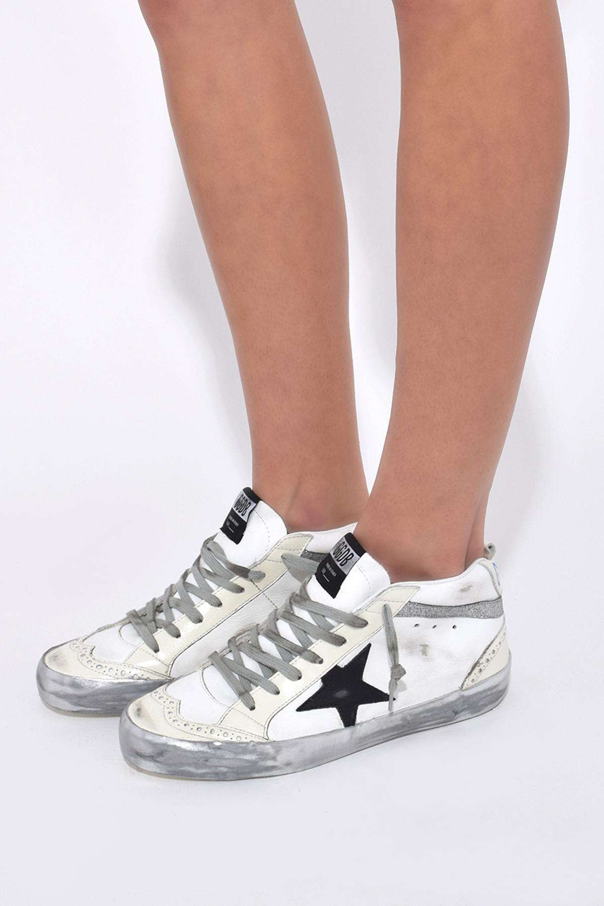 Golden Goose Deluxe Brand Leather Mid Star Sneakers In Sparkle/white ...