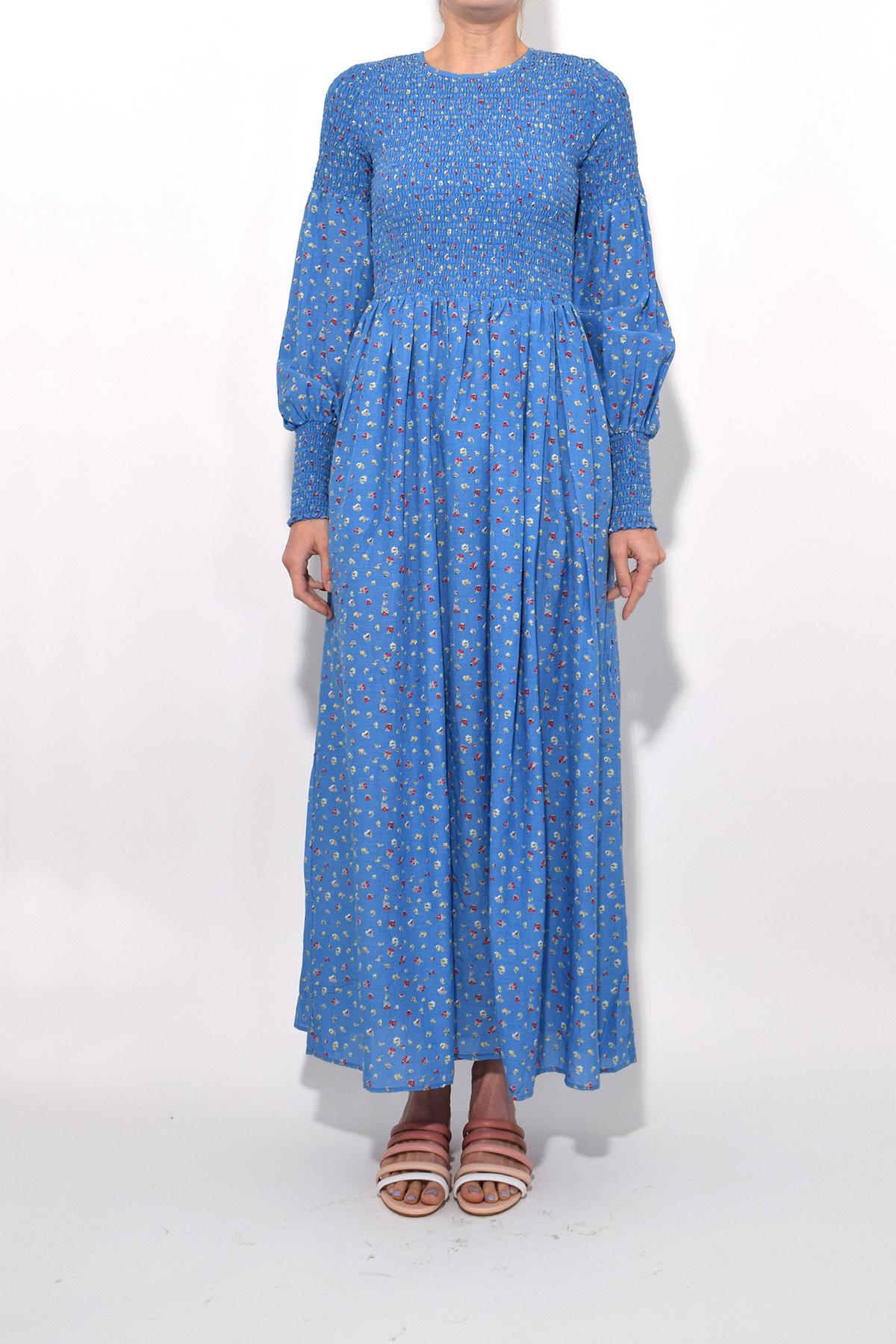 Ganni Cotton Beacon Dress In Marina in Blue | Lyst