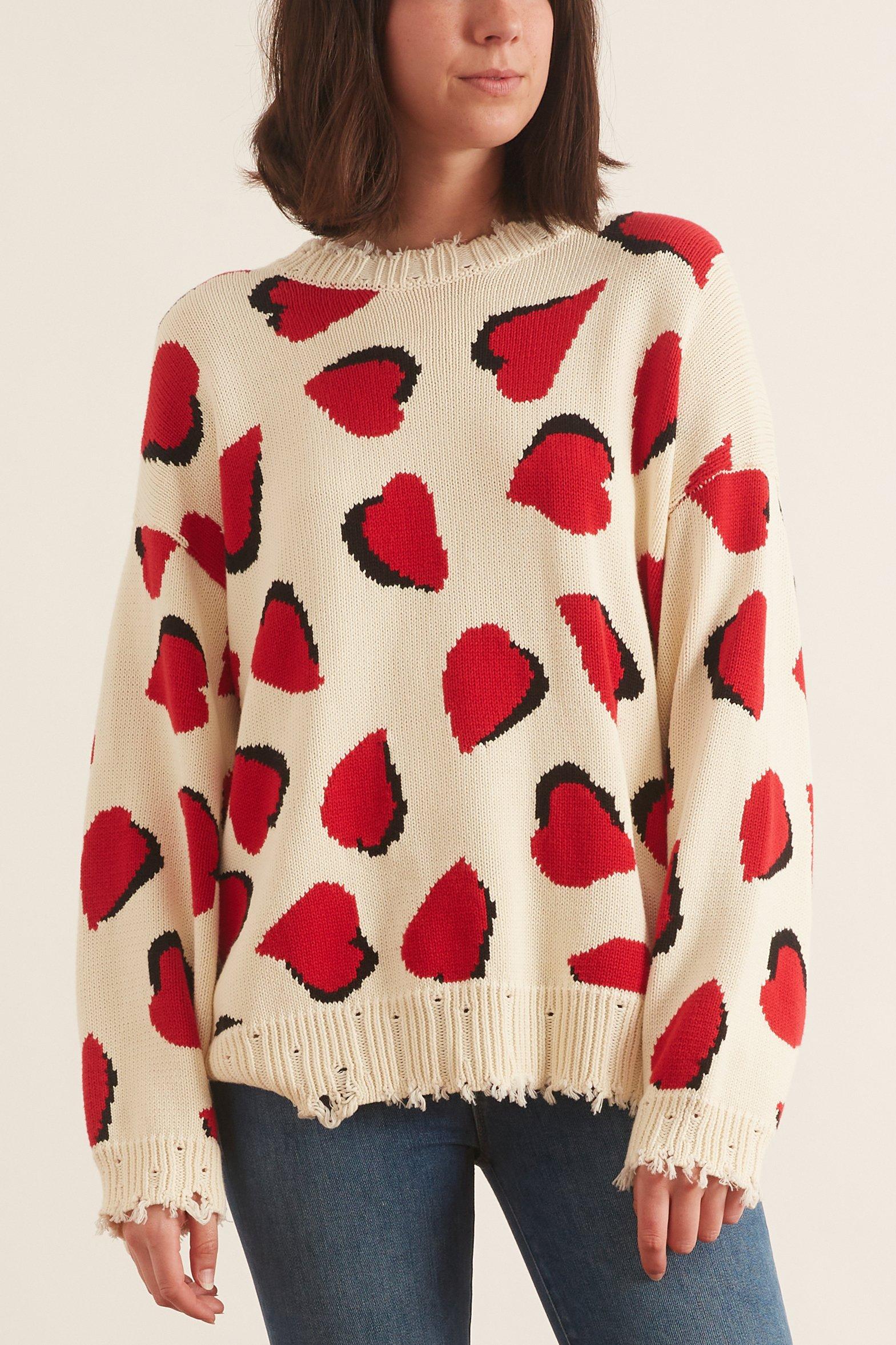 R13 Hearts Oversized Sweater in Red - Lyst