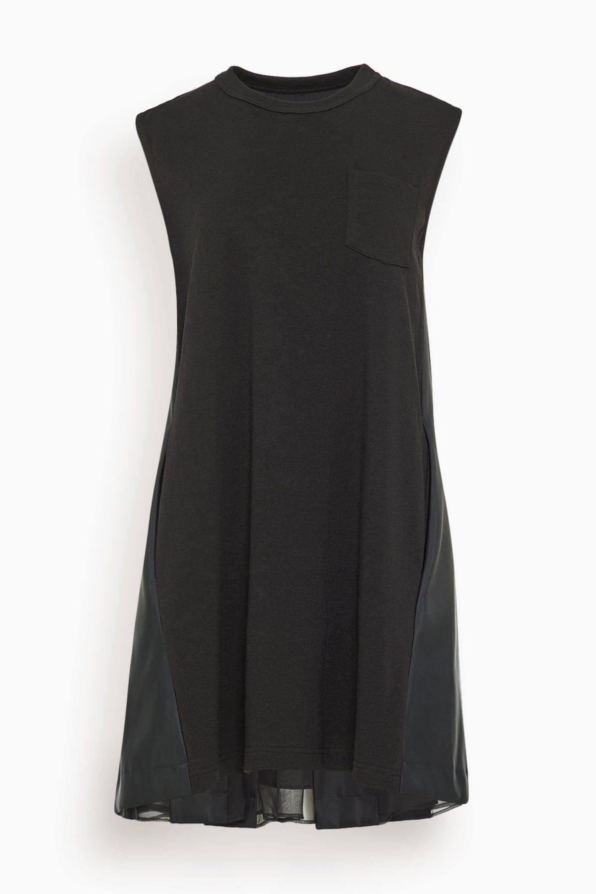 Sacai Cotton Jersey Nylon Twill Dress in Black | Lyst
